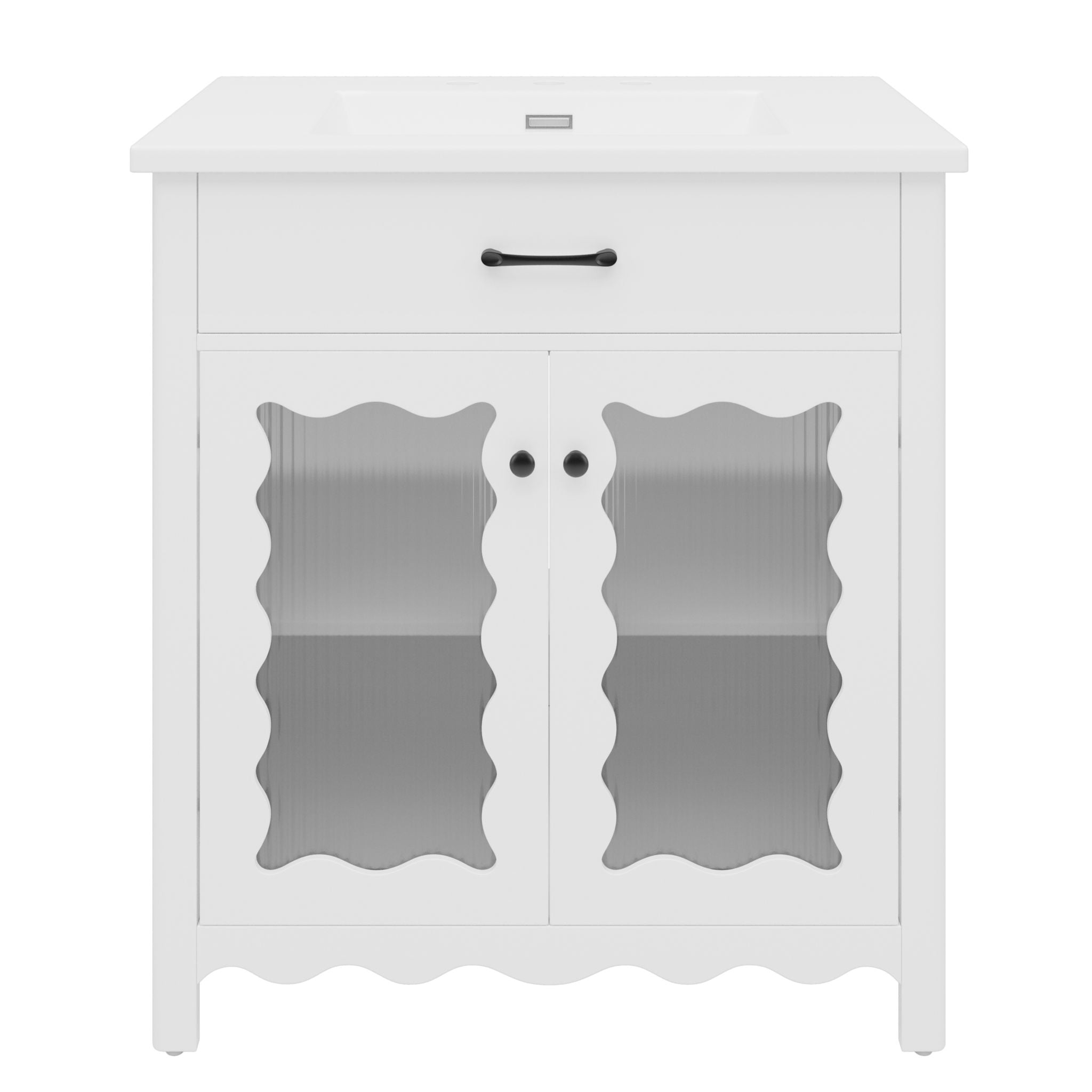 Modern Bathroom Vanity With Tempered Glass Doors