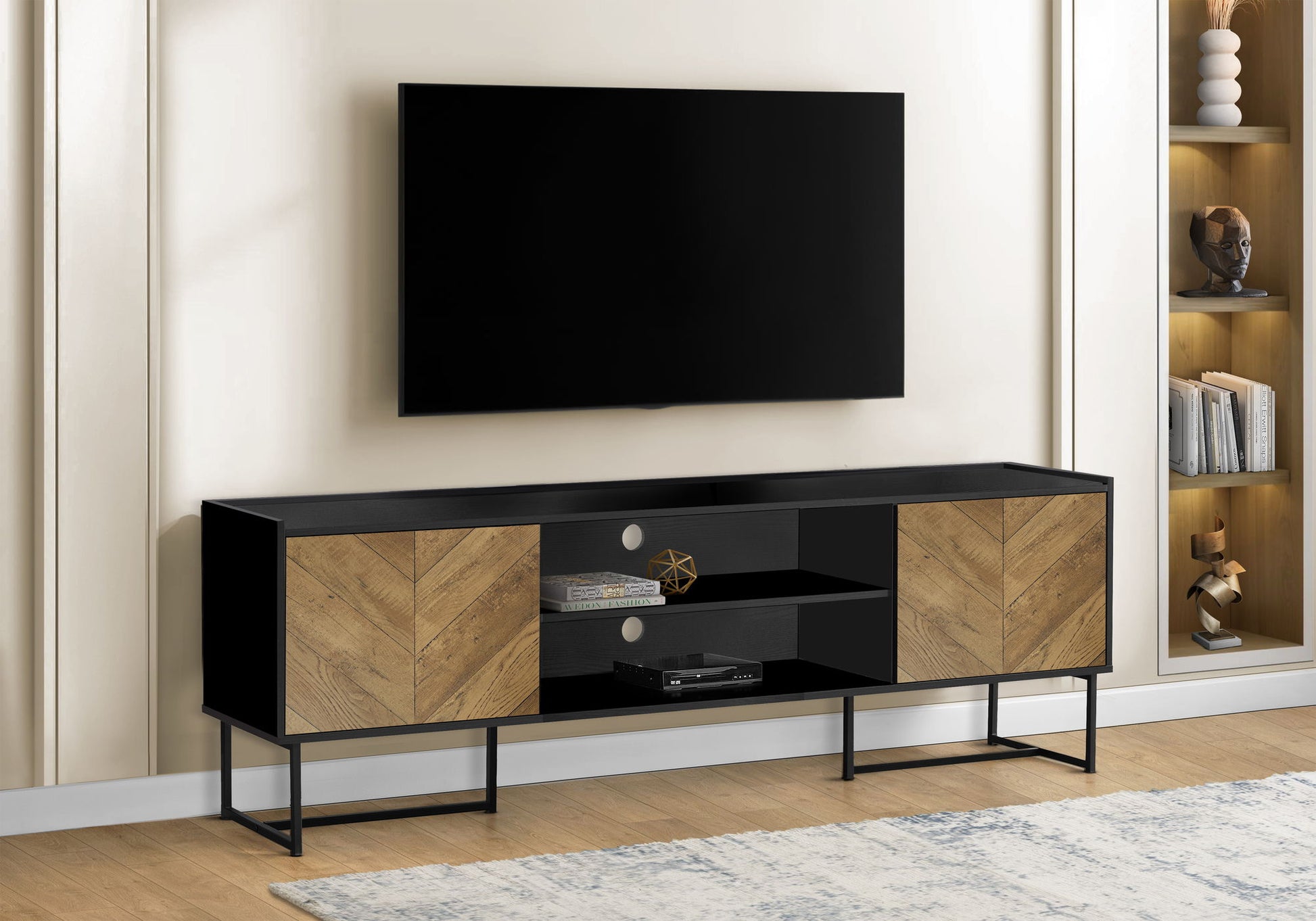 TV Stand, Console, Media Entertainment Center, Storage Cabinet, Modern - Black - Best Buy Furniture