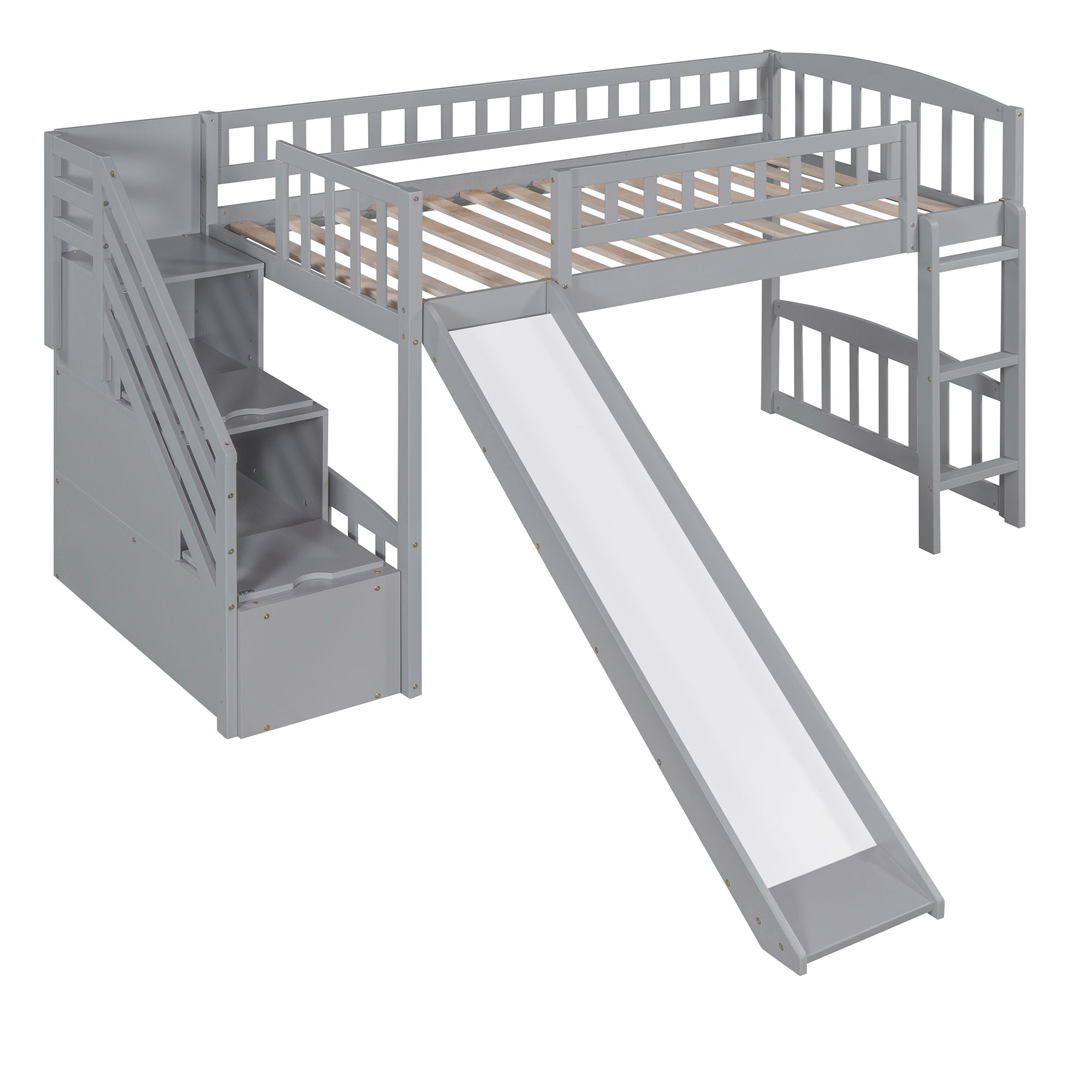 Loft Stairway Bed With 2 Drawers And Slide