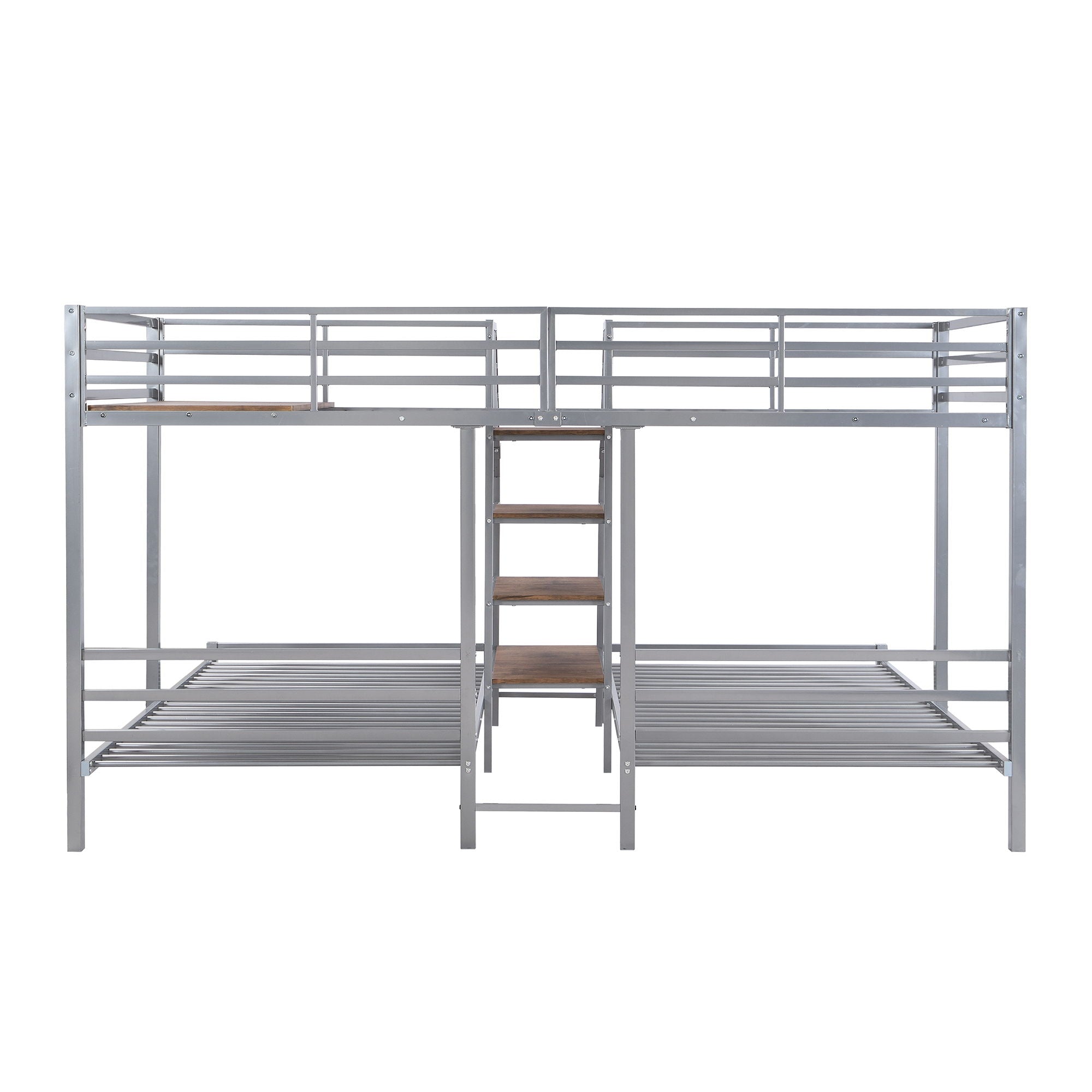 Metal Bunk Bed With Storage Shelves Staircase