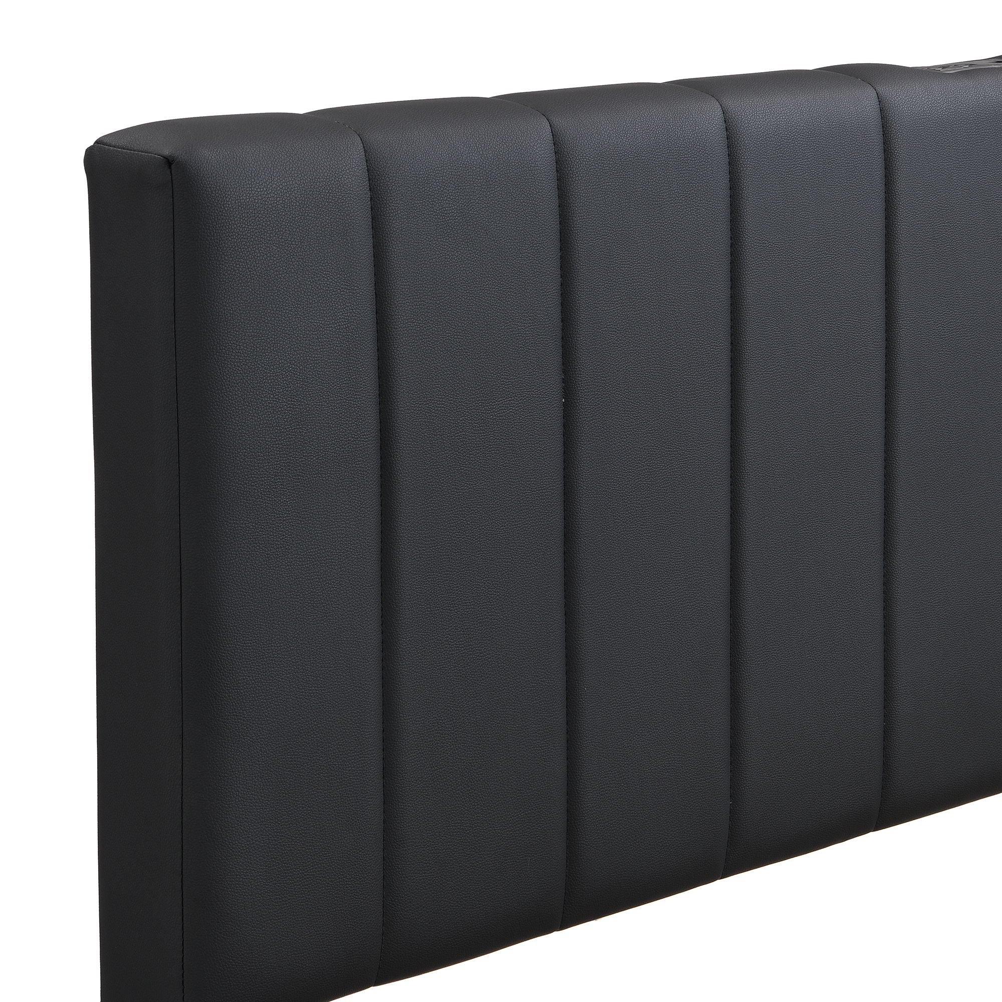 Upholstered Bed With Hydraulic Storage System And LED Light, With Sockets And USB Ports