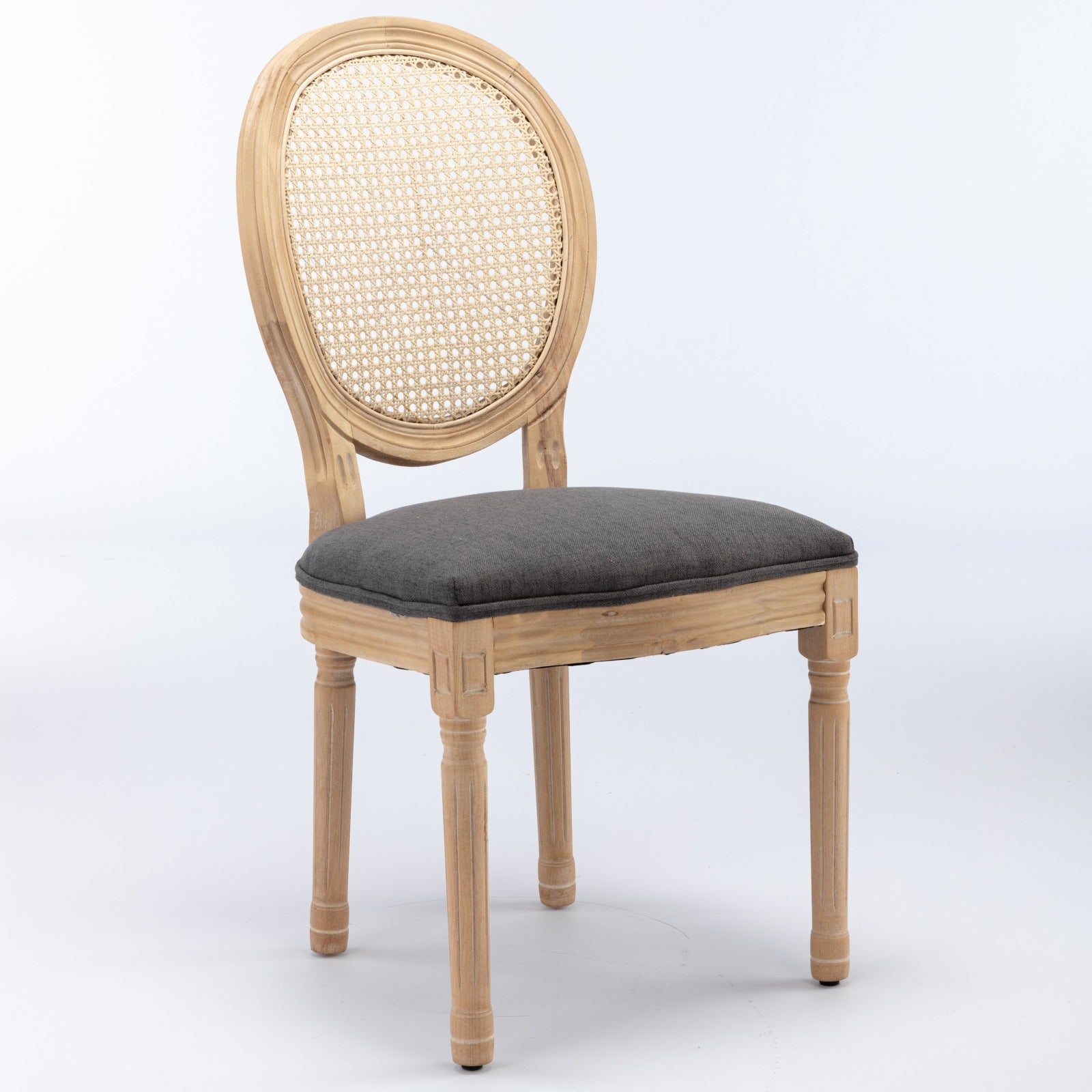 A&A Furniture French Style Solid Wood Frame Dining Chair Set of 2 - Gray