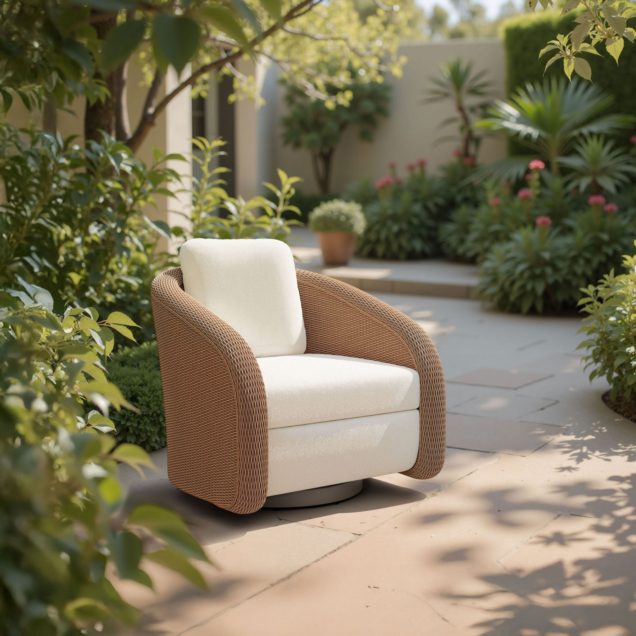 Solara - Outdoor Swivel Chair - Ivory