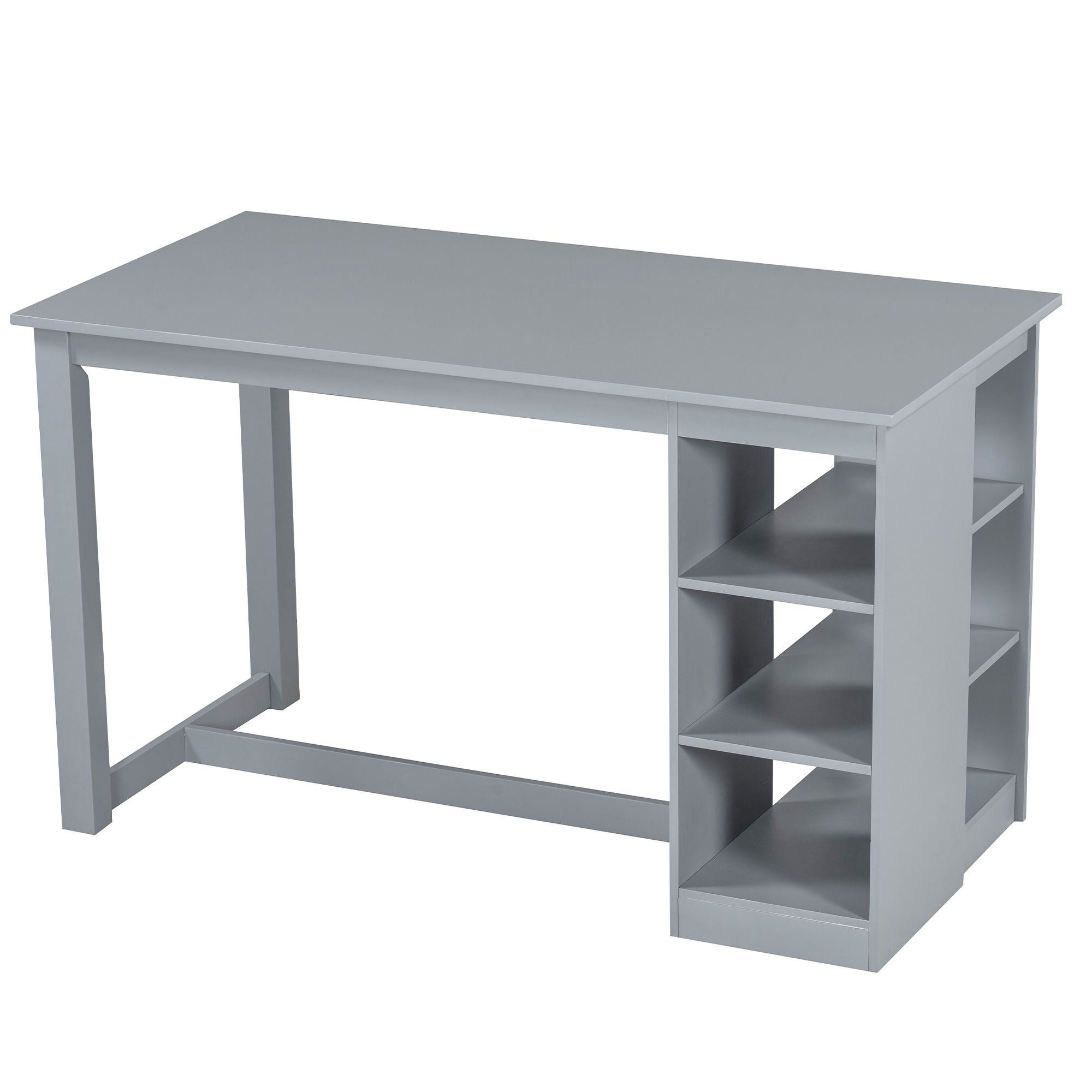 Solid Wood Farmhouse Counter Height Dining Table Set With 3 Tier Storage Shelves