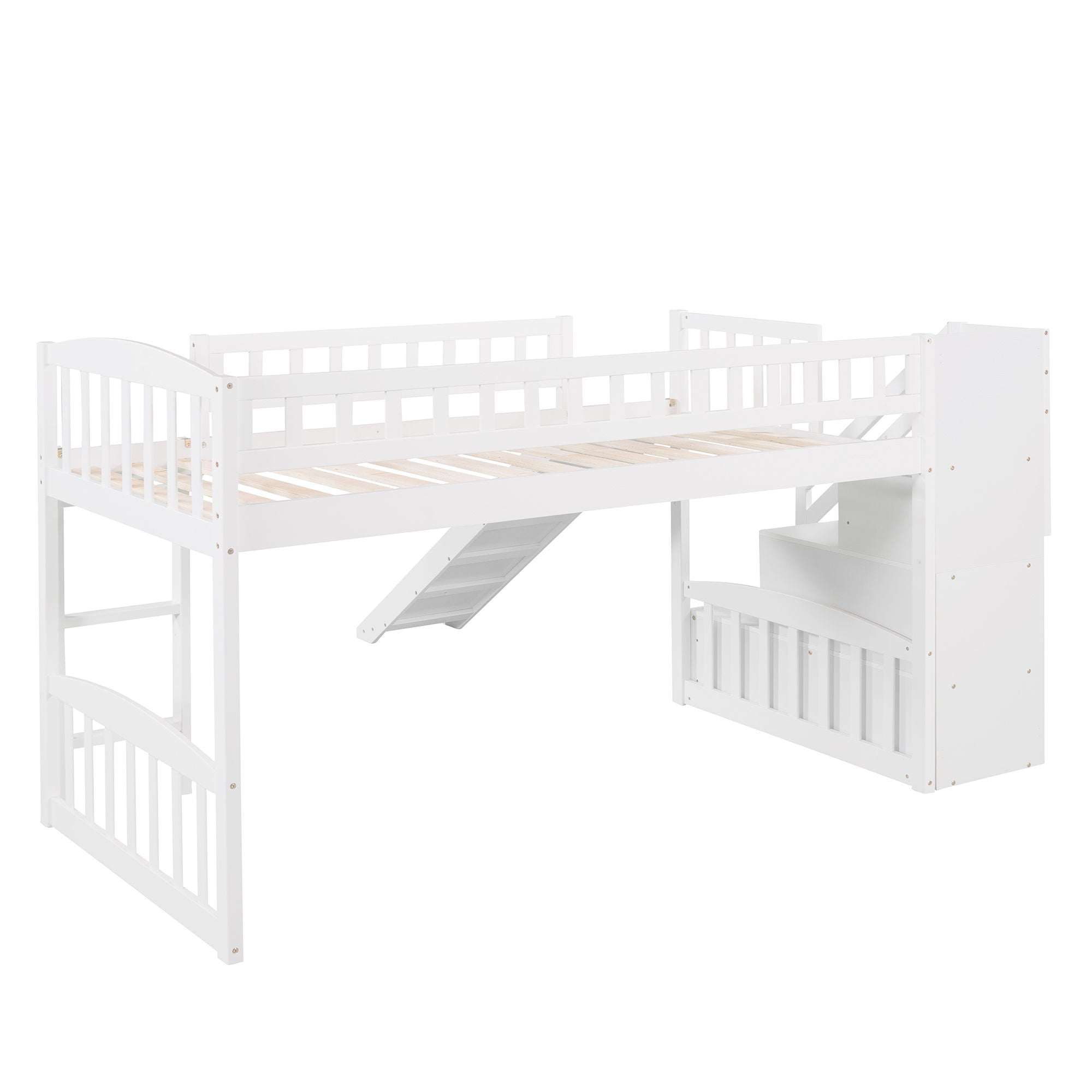 Loft Stairway Bed With 2 Drawers And Slide