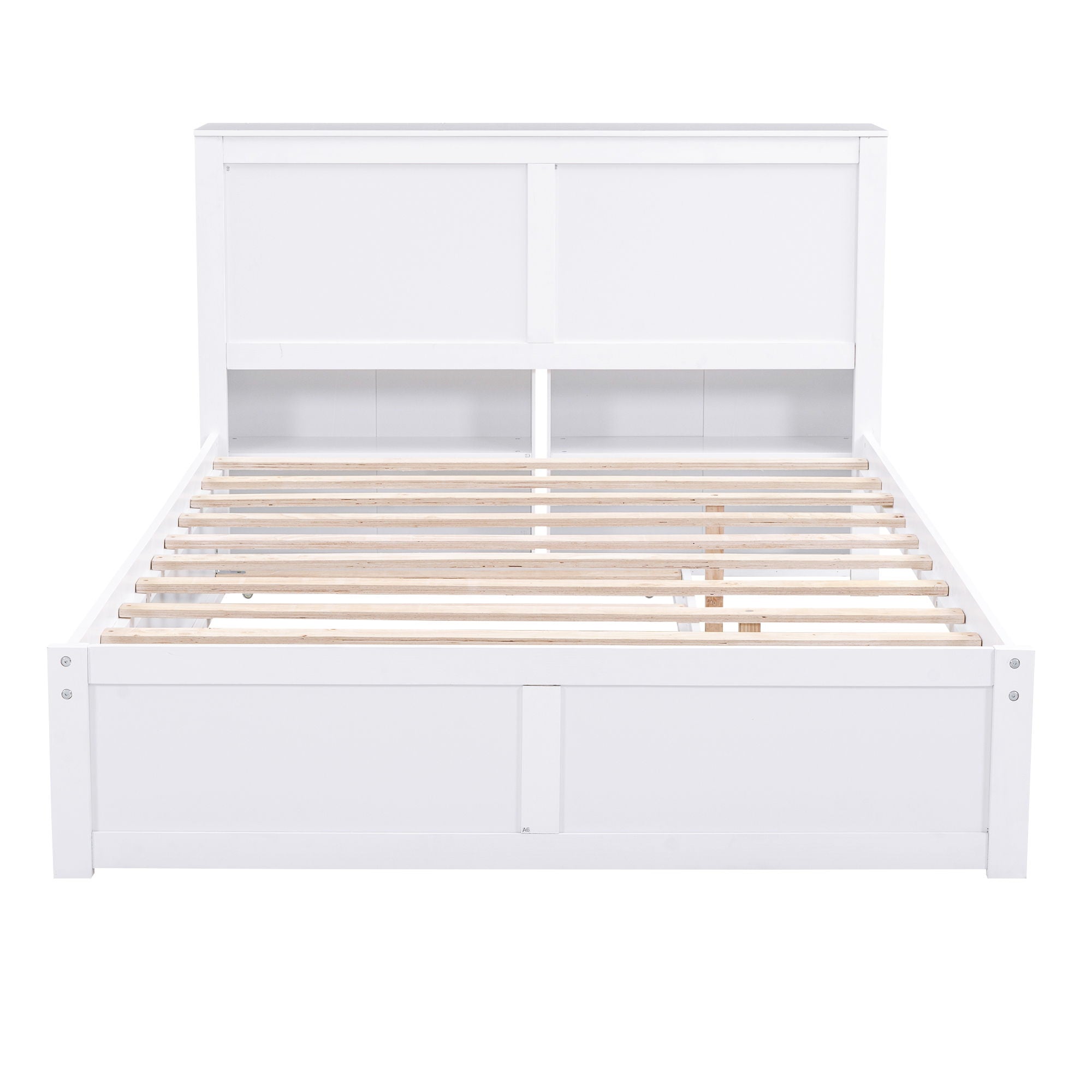 Storage Platform Bed With Pull Out Shelves And Trundle