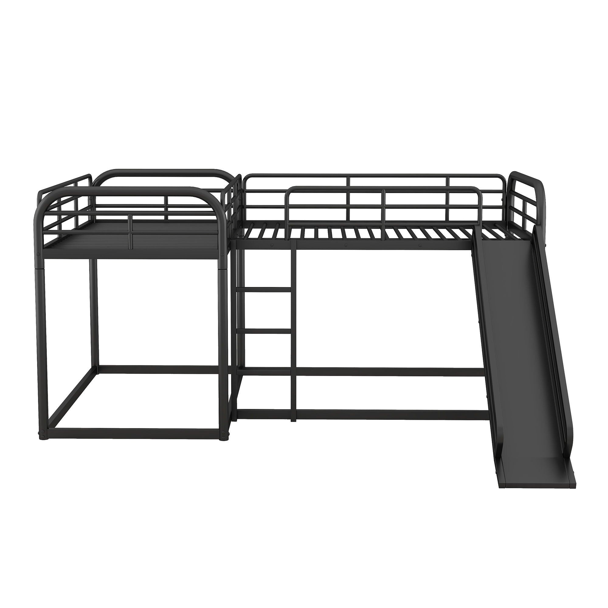 L Shaped Bunk Bed With Slide And Short Ladder