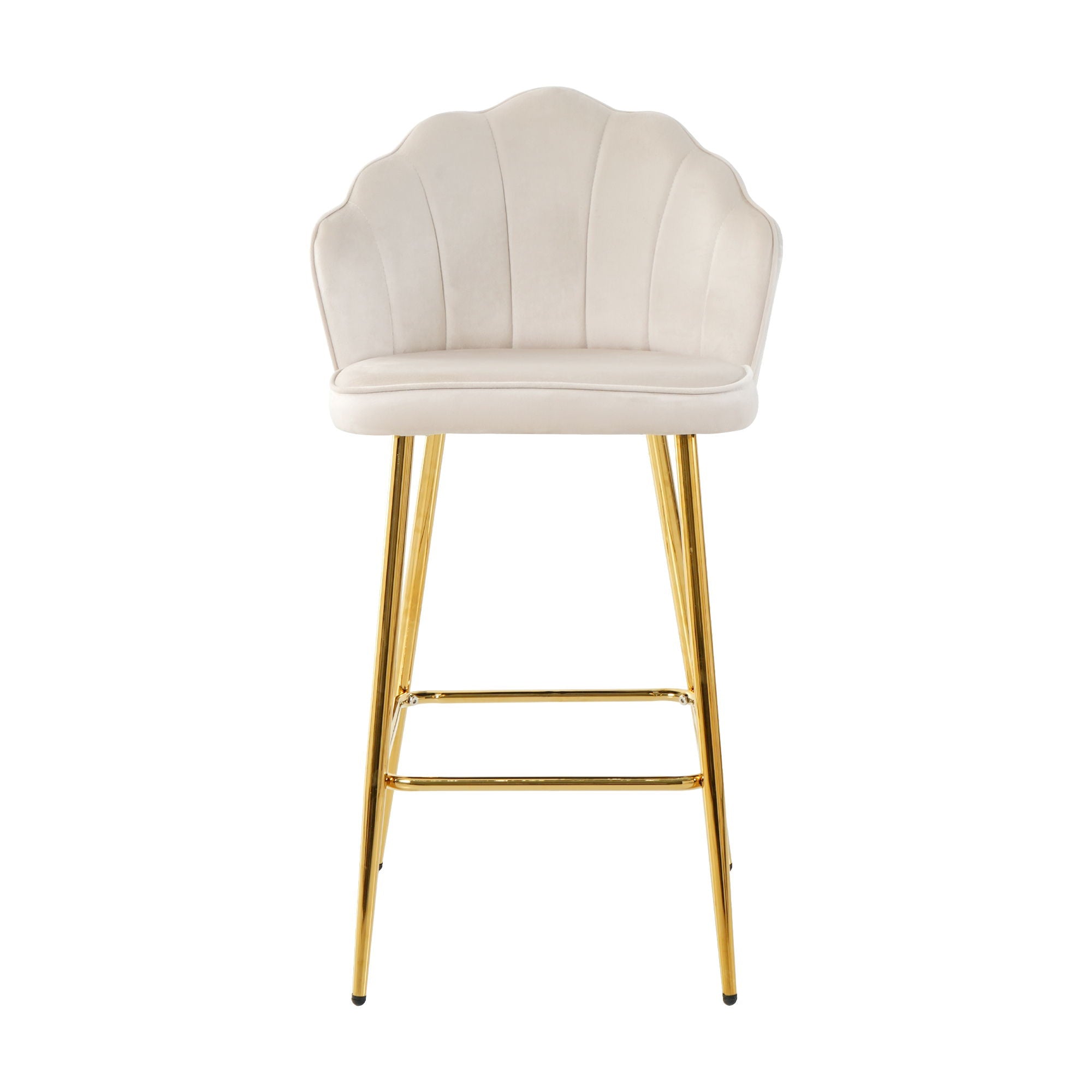 Elegant Shell Shape Velvet Bar Chair (Set of 2)