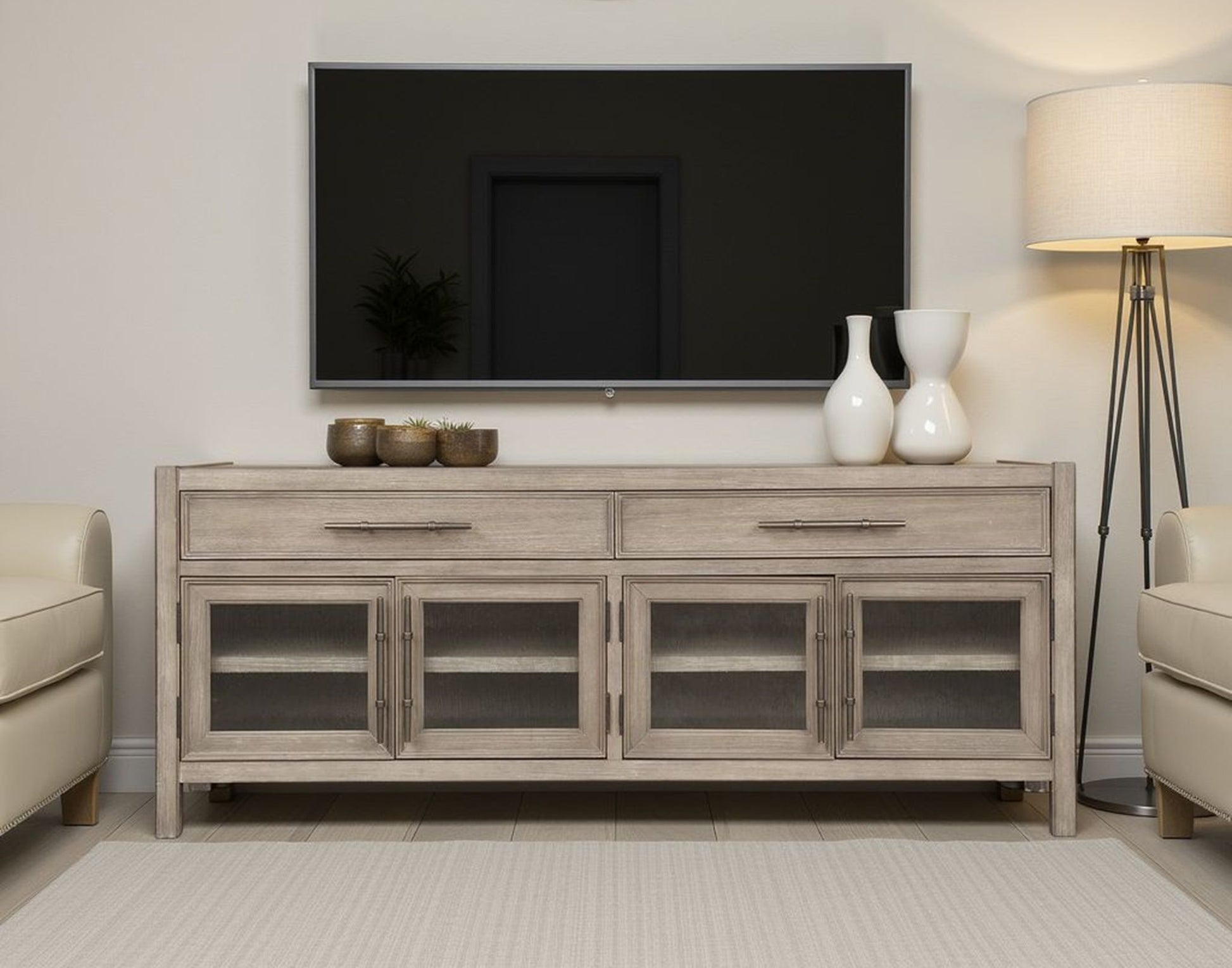 Cypress Lane - TV Stand Console - White Oak - Best Buy Furniture