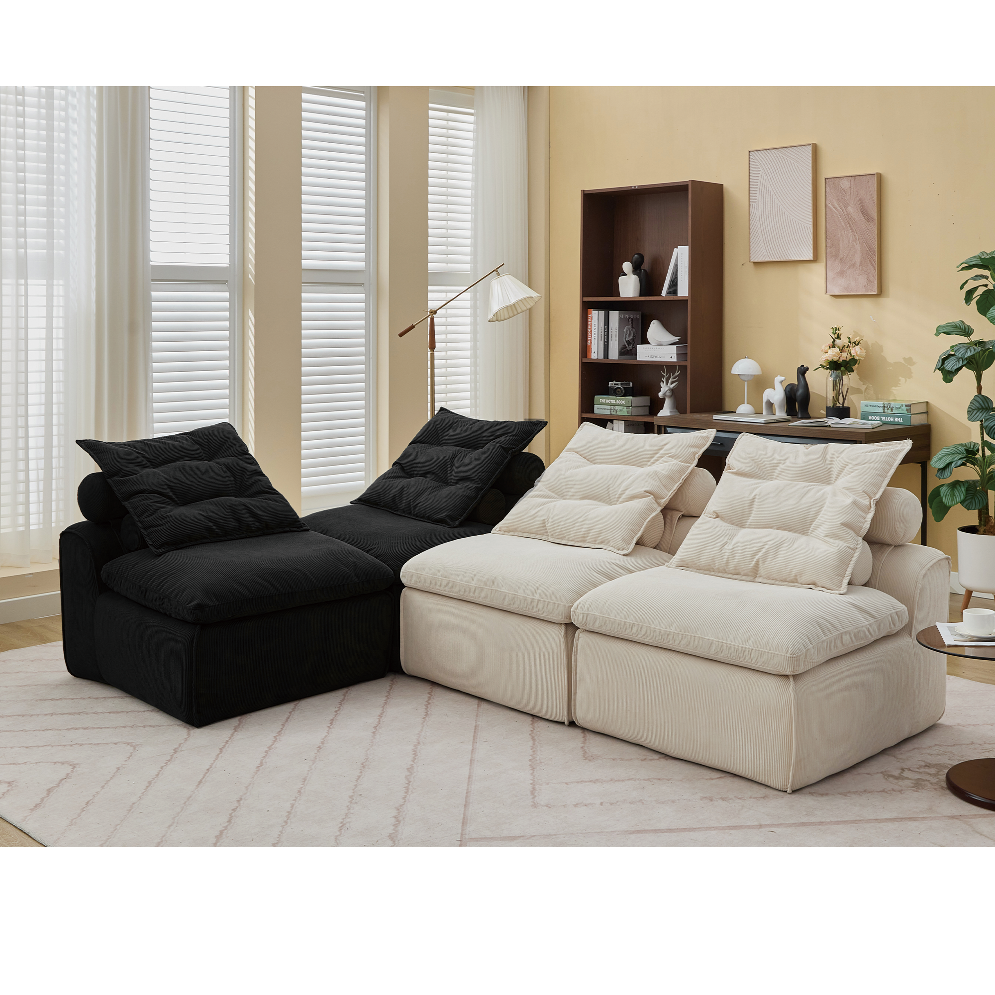 Modular Sofa No Armrests - BeigeBlack
