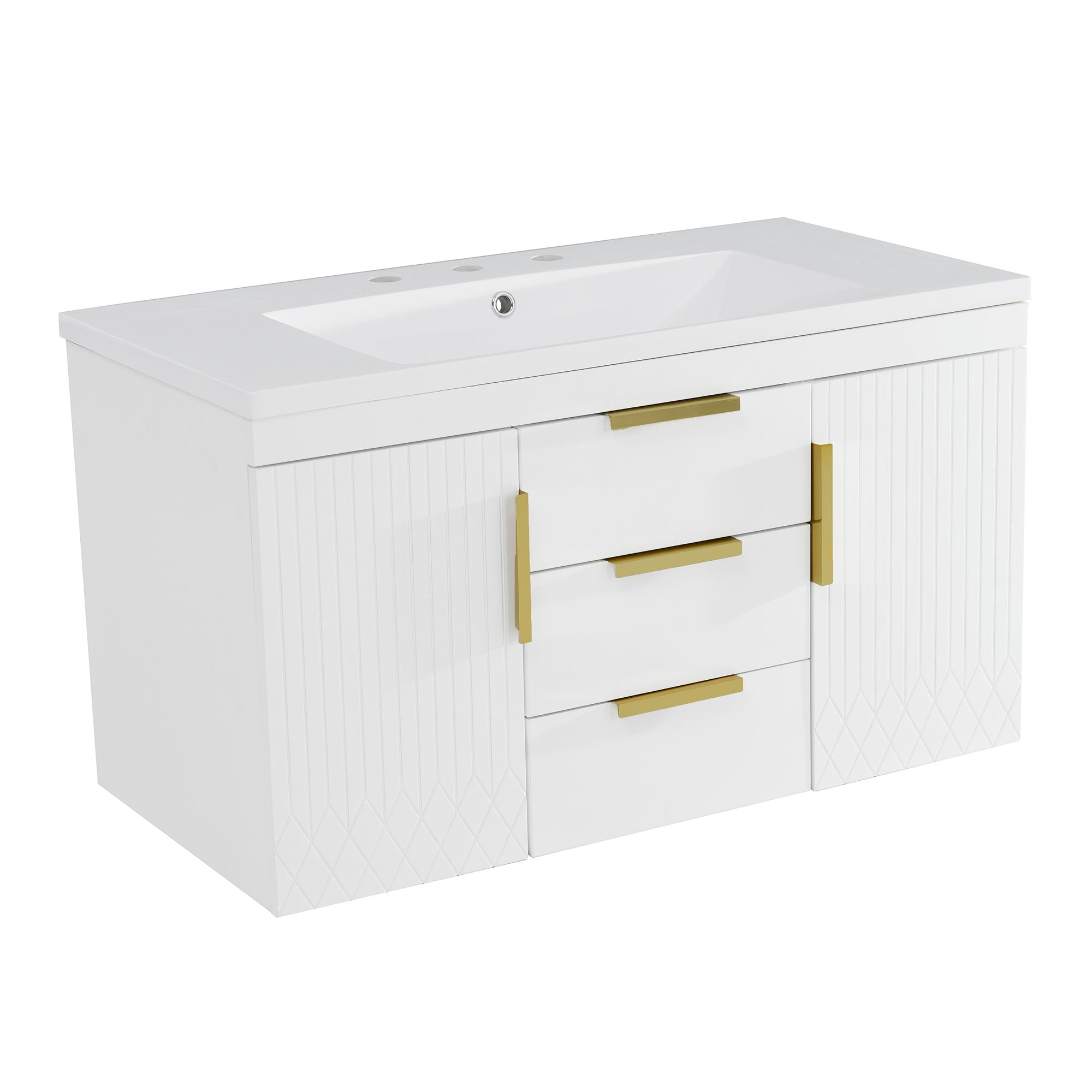 Wall Mounted Bathroom Vanity With Sink, Floating Storage Cabinet With 2 Drawers