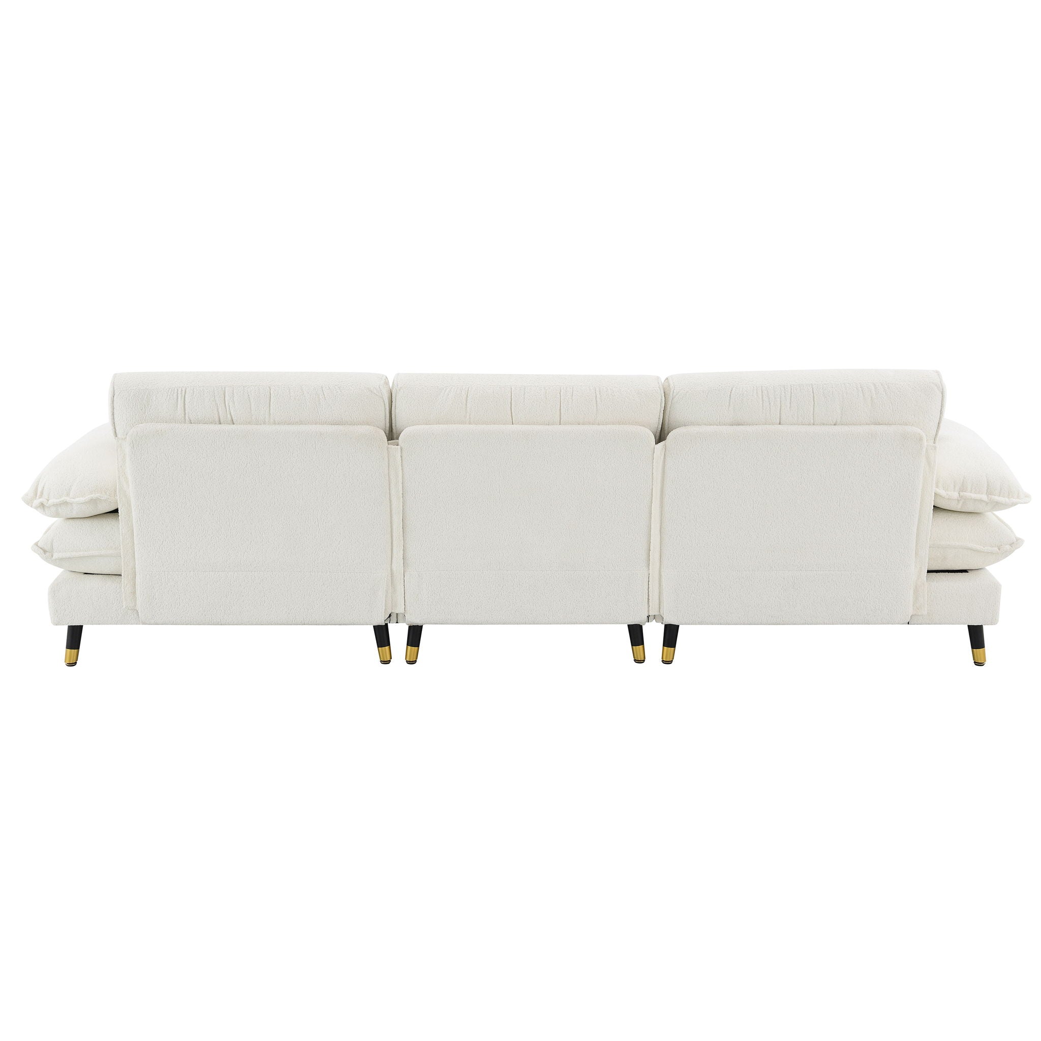 L Shaped Convertible Sectional Sofa 4 Seat Tufted Couch Set With Two Tone Adjust Legs Cloud Movable Ottoman