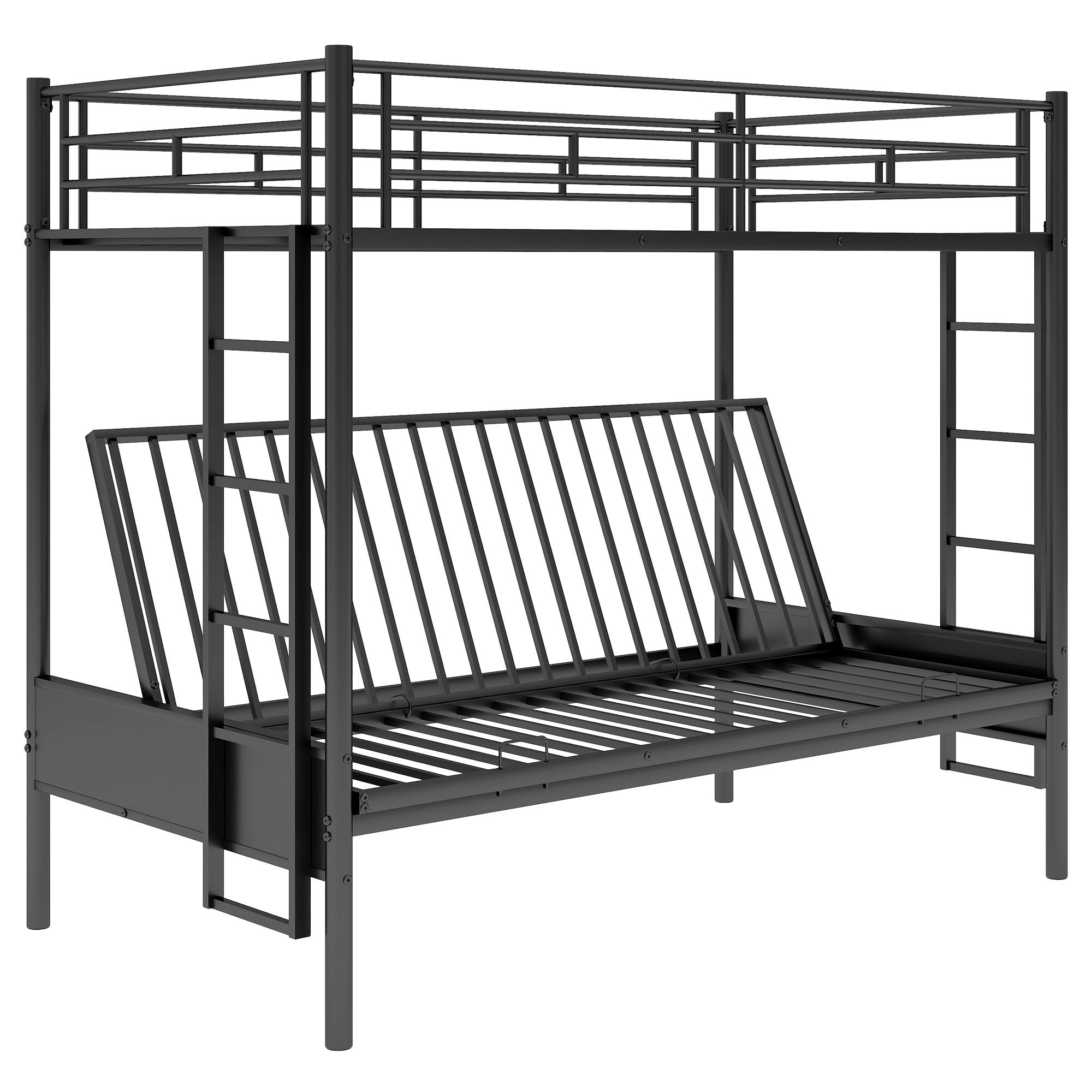 Twin Over Full Bunk Bed, Multifunction - Black