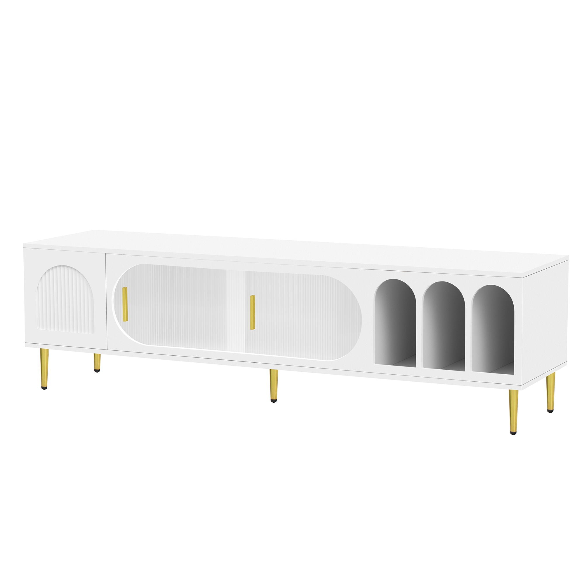 Modern TV Stand With 3 Shelves And 2 Cabinets