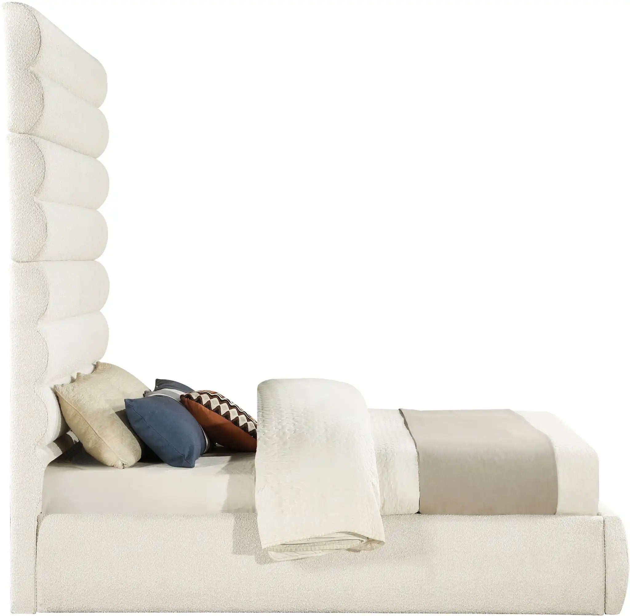 Adam - Boucle Fabric Bed With 89" Headboard