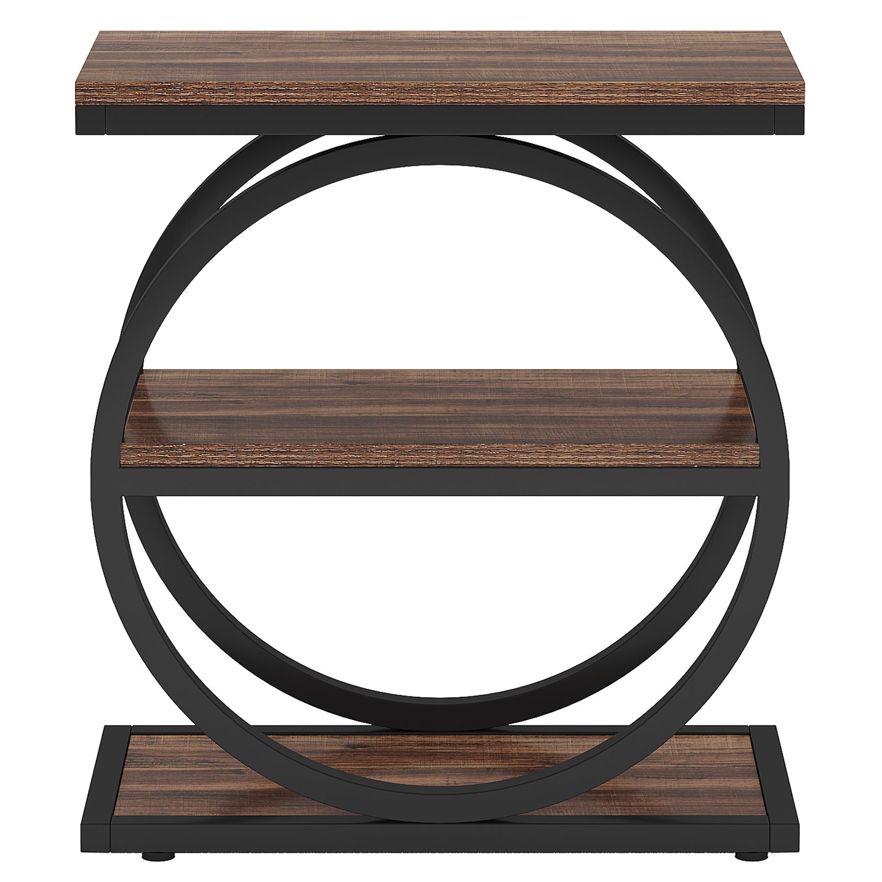 Industrial Narrow End Table With 3 Shelves