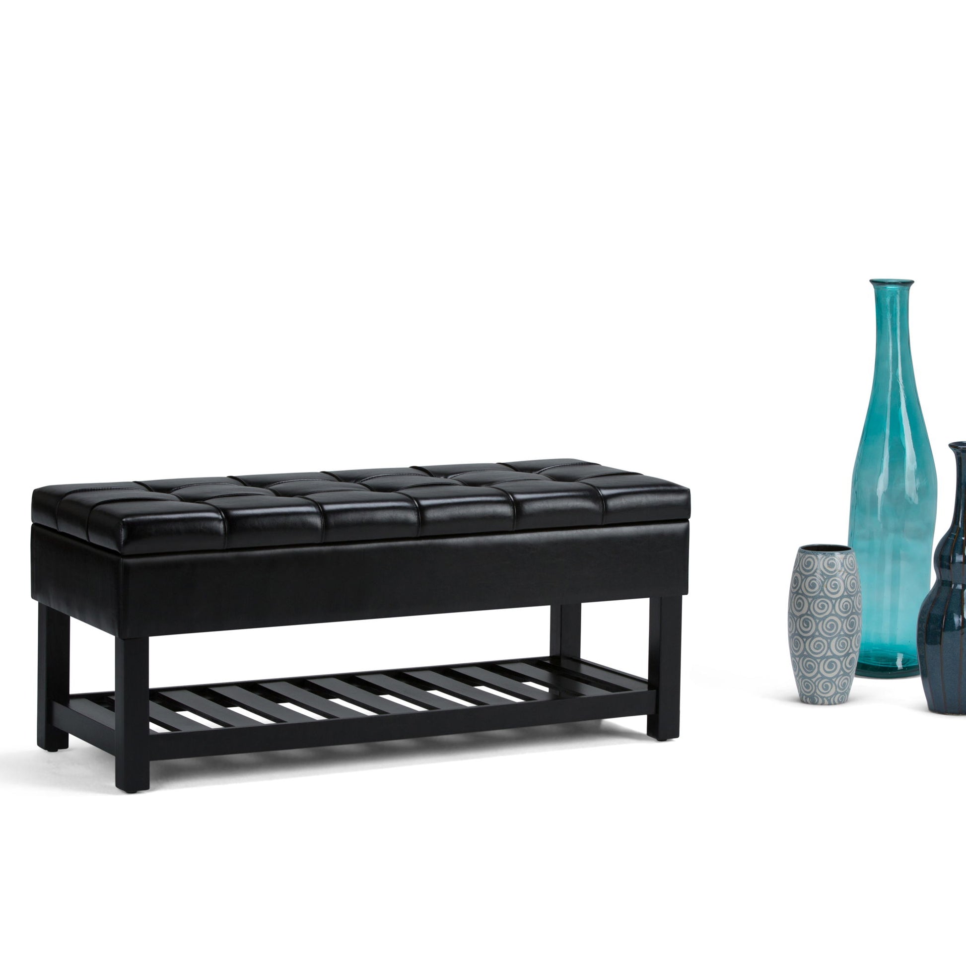 Saxon - Upholstered Transitional Storage Ottoman Bench - Best Buy Furniture