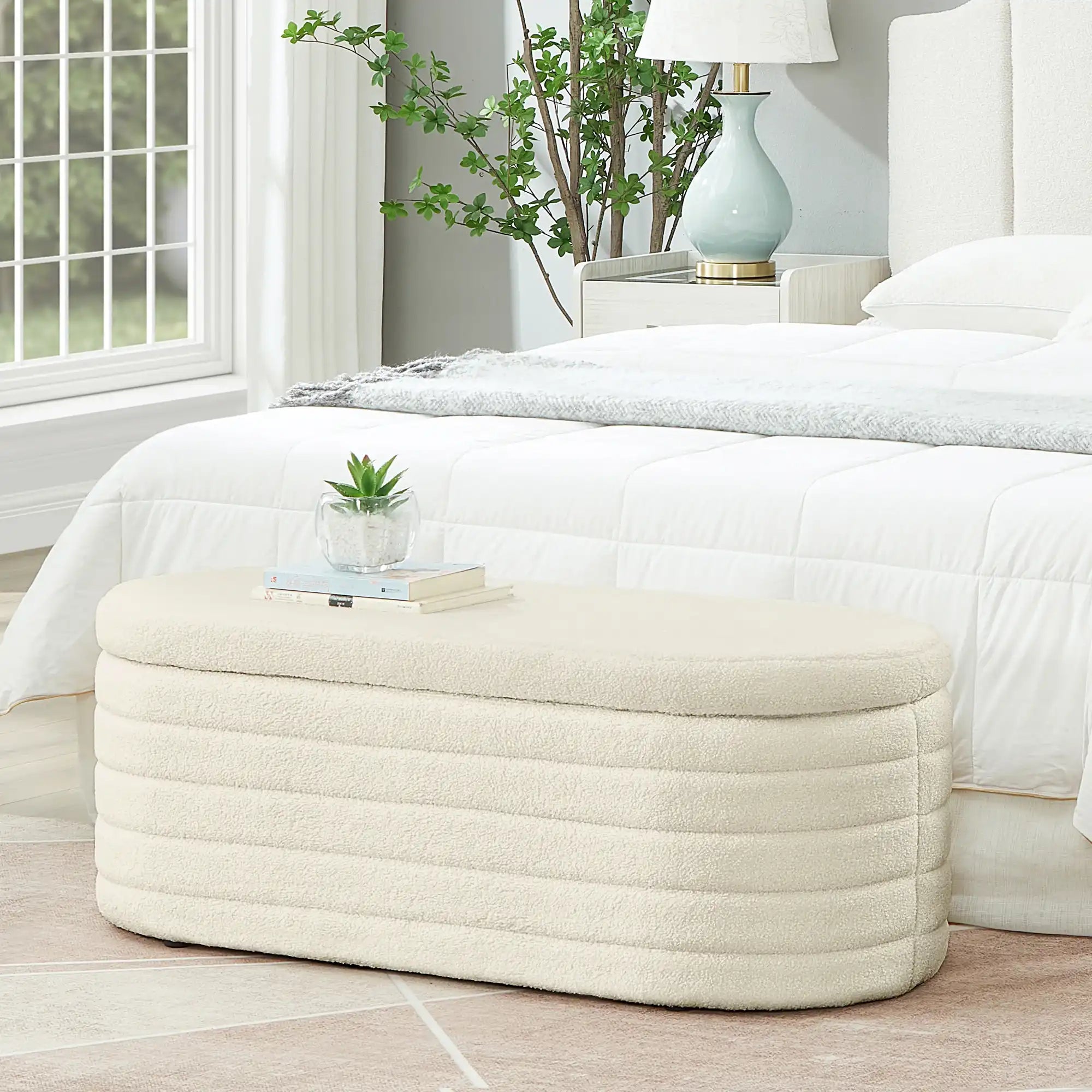 Camellia Modern Oval Storage Ottoman Bench