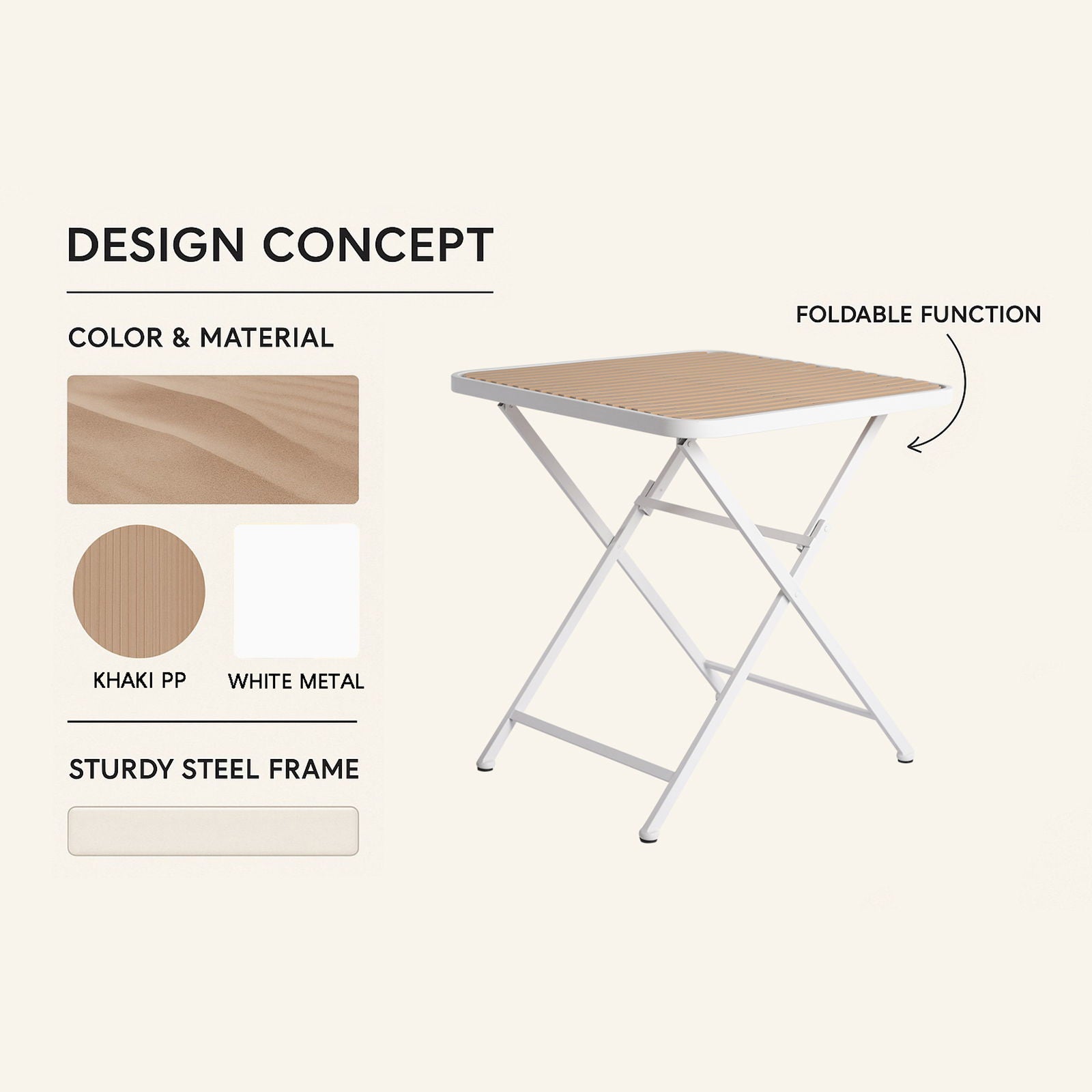 4 Piece Set Of Modern Color Block Designed Single Chairs With Folding Square Table