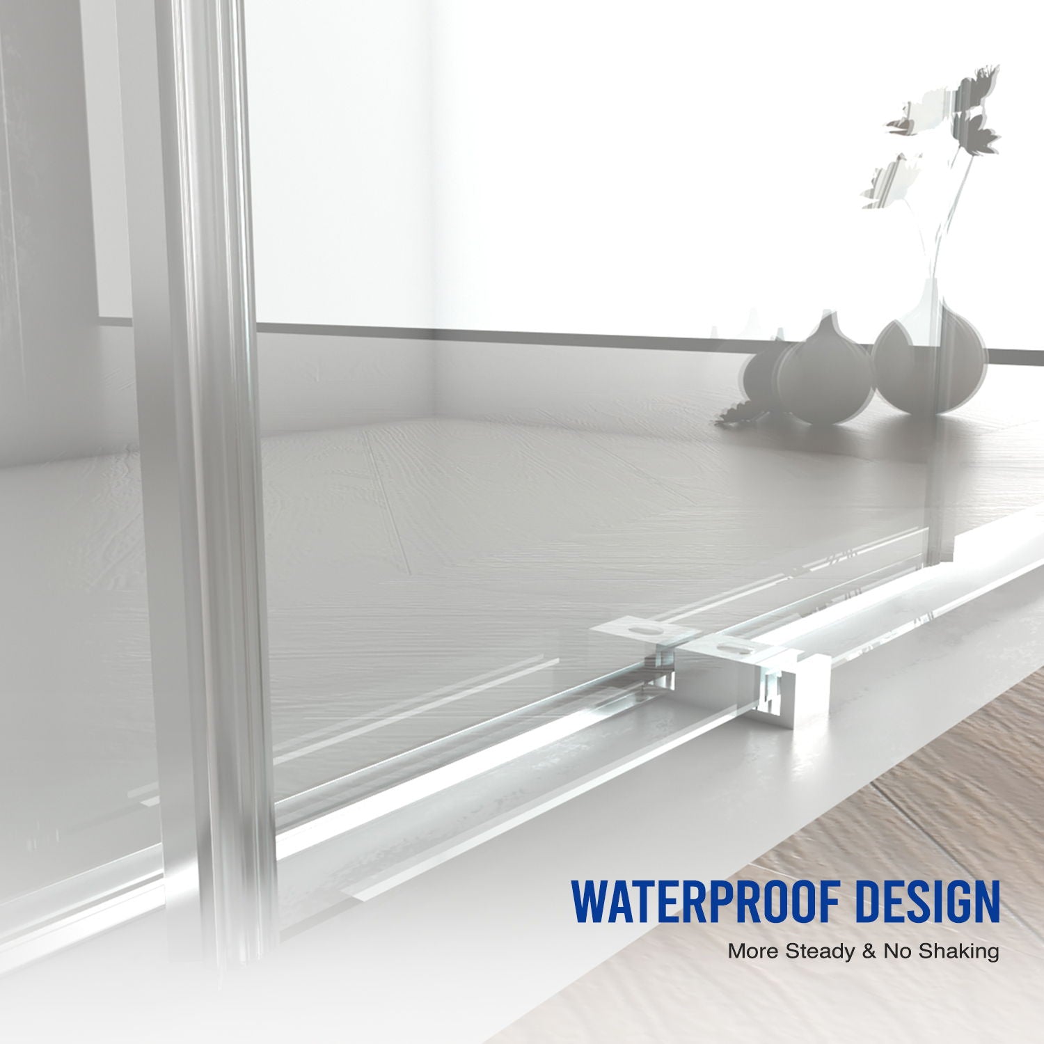 Frameless Shower Door, Double Sliding Shower Door, Clear Tempered Glass Shower Enclosure With Square Rail, Double Side Easy Clean Coat, Finished With Buffer