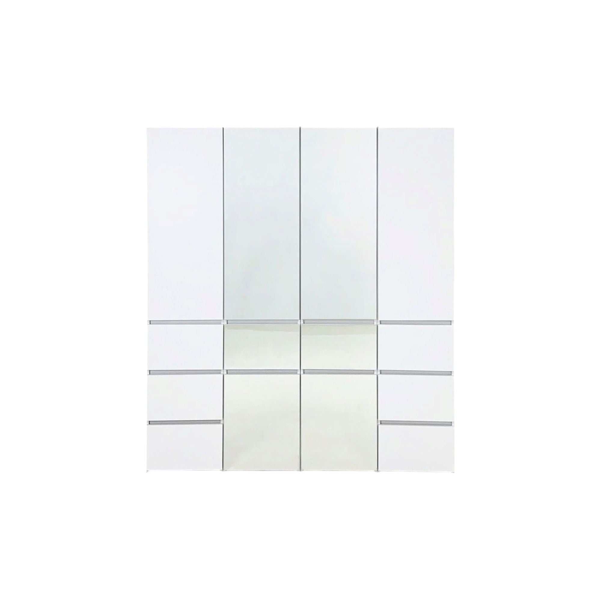 Elise - Modular Wood Closet System With Mirror In Durable Melamine And Wood Customizable Storage - White