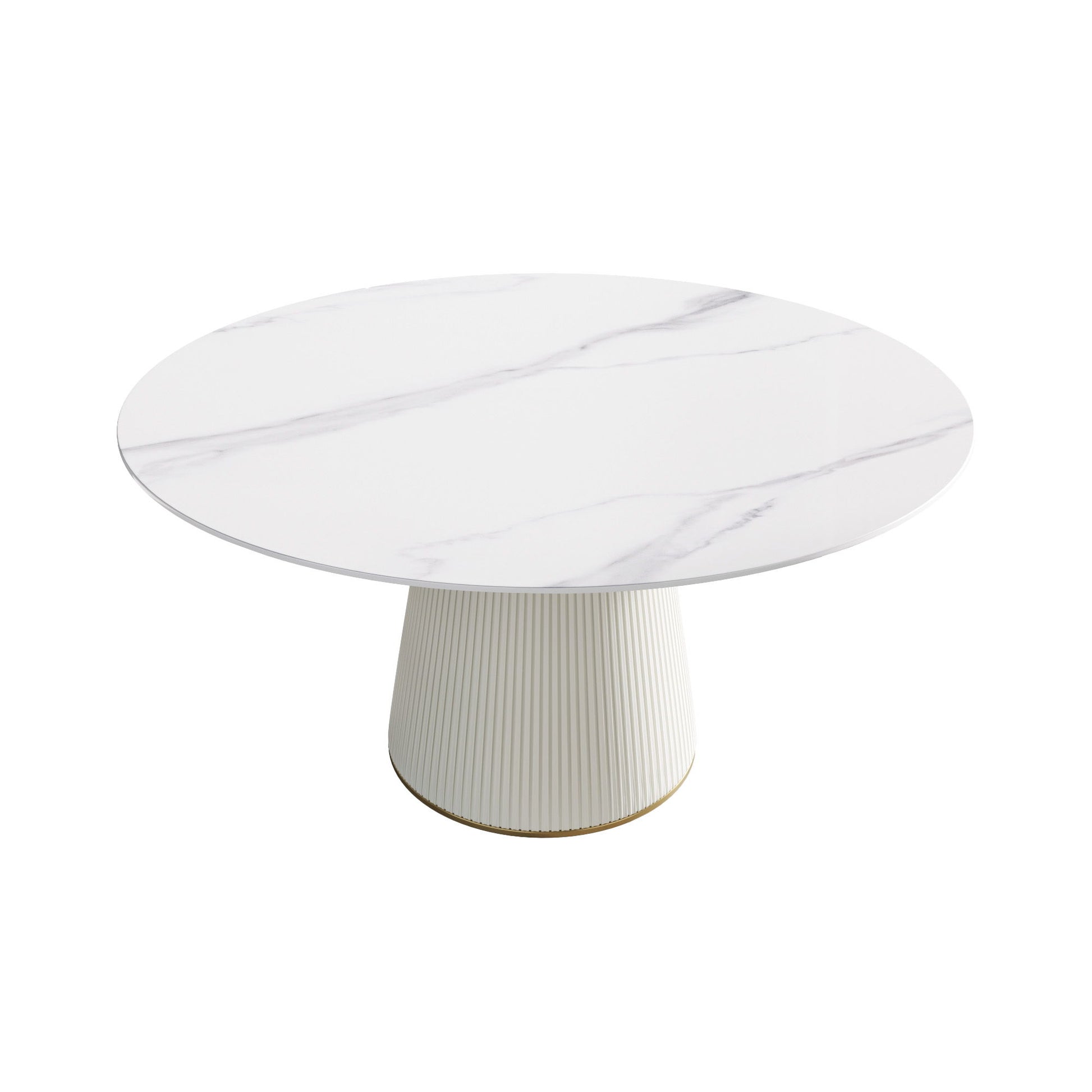 Modern Artificial Stone Round Plywood Base Dining Table, Can Accommodate 8 People, (Not Including Chairs) - White / Beige - Best Buy Furniture