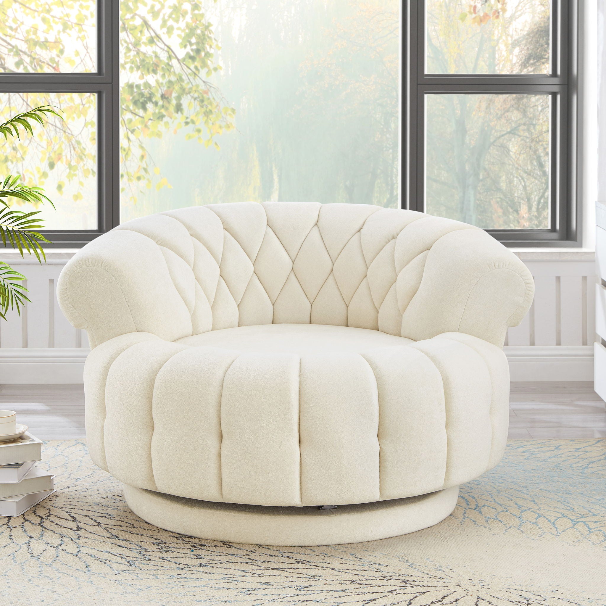Round Swivel Accent Chair With Rotation