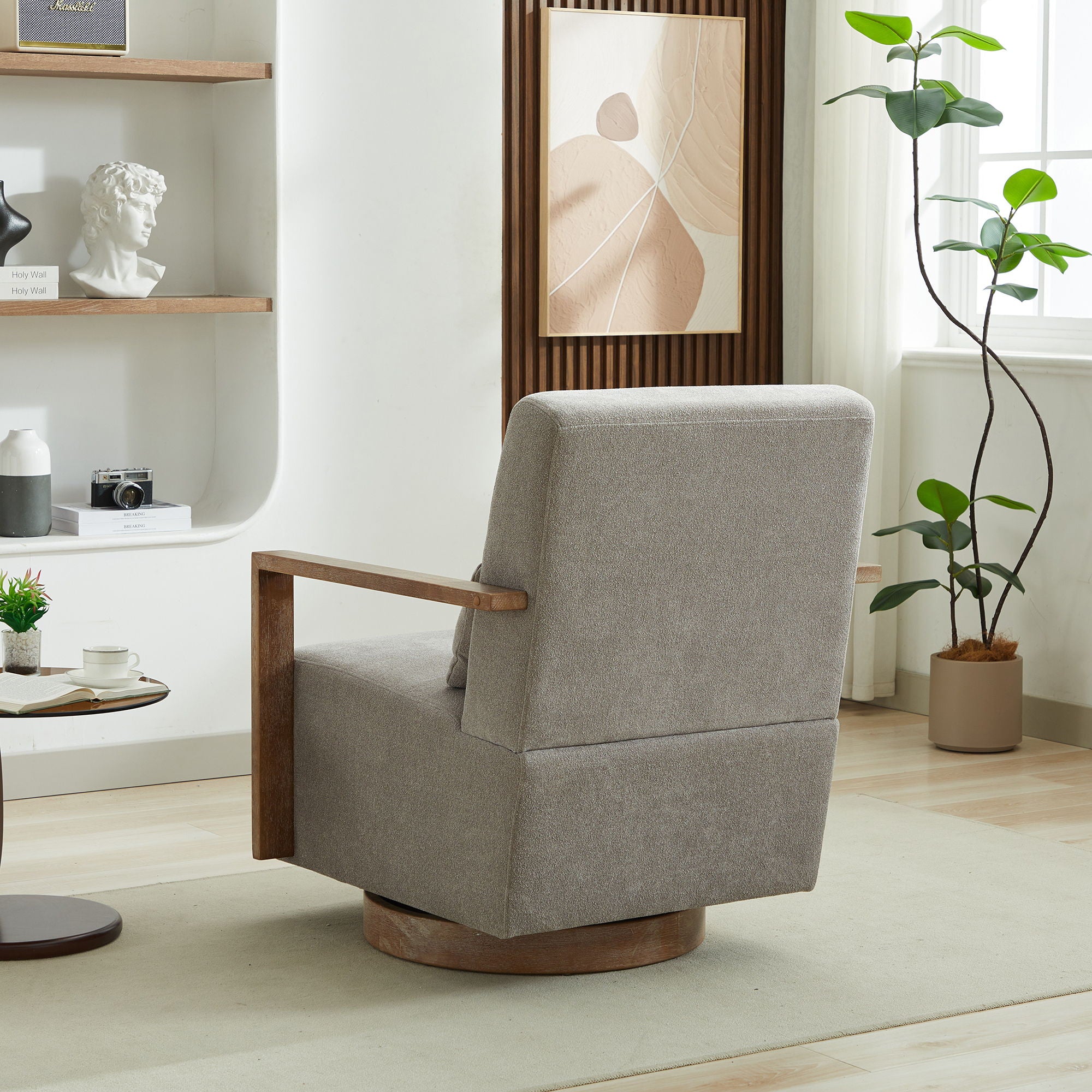 Swivel Modern Upholstered Accent Chair With Armrests