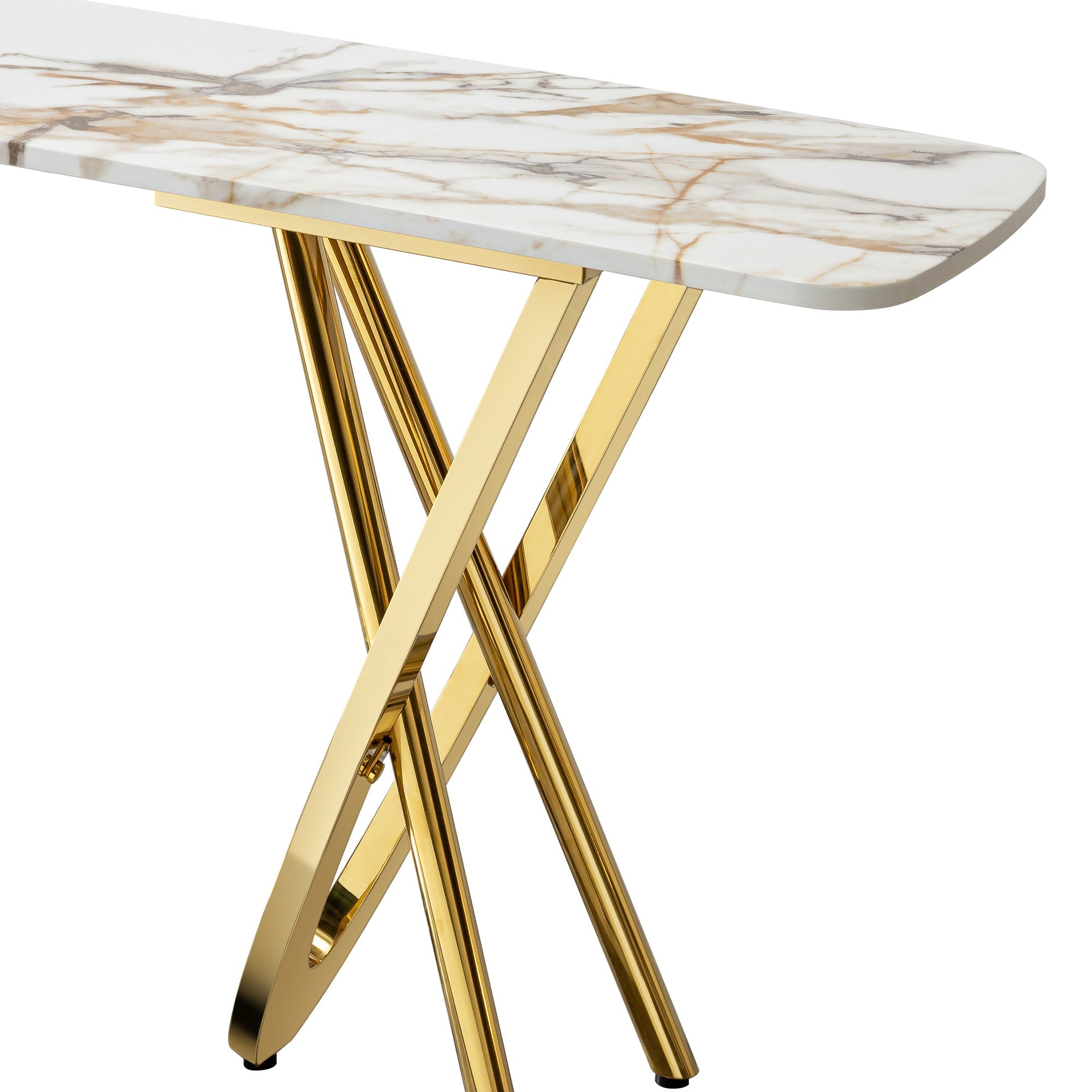 Contemporary Marble Pattern Top Table With Stainless Steel Base