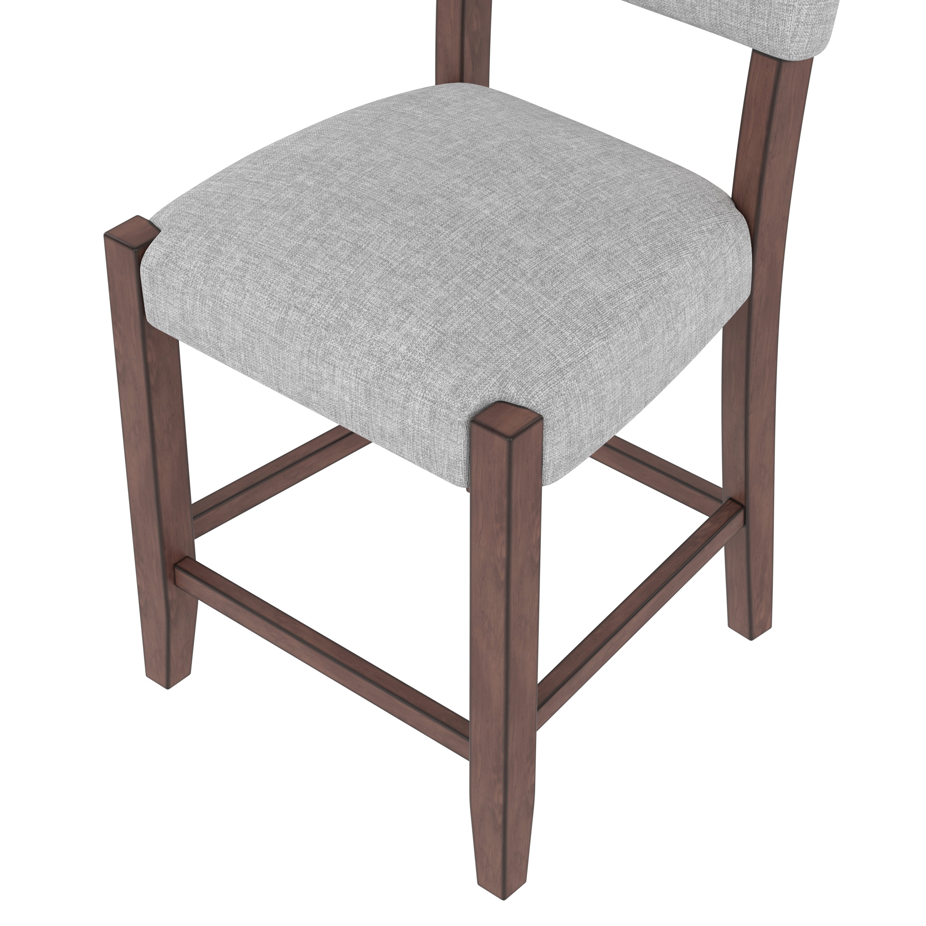 Set of 4 Mid-Century Modern Bar Stools, 40 in Linen Upholstered Counter Chairs with Rubber Wood Legs, Gray