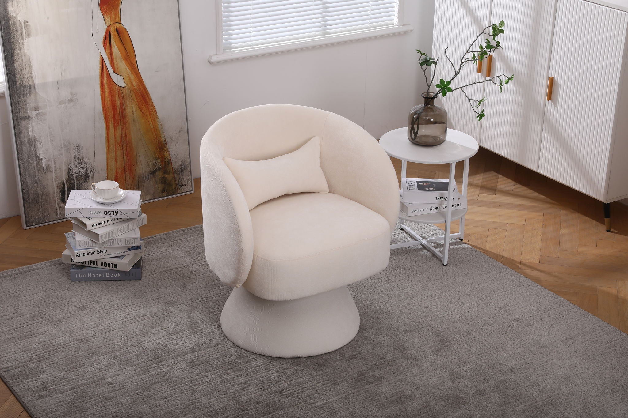 Swivel Accent Chair Armchair, Round Barrel Chair For Living Room Bedroom