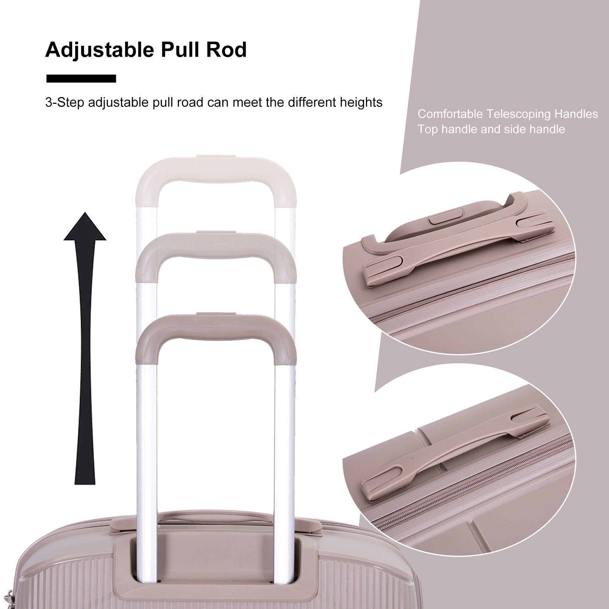 3 Piece Set Expandable Hardshell Suitcase Double Spinner Wheels