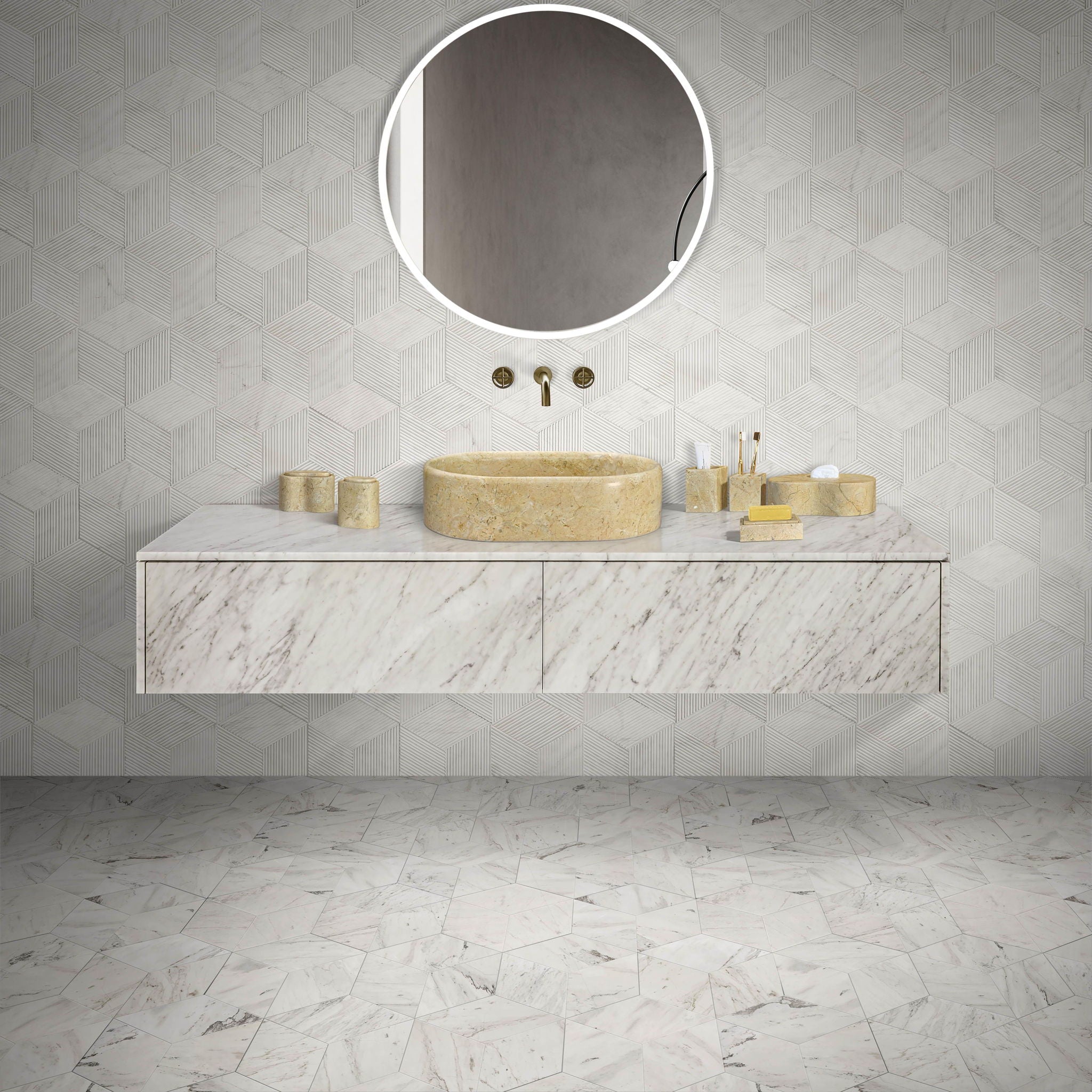 Bathroom Vessel Sink, Semi Polished Surface