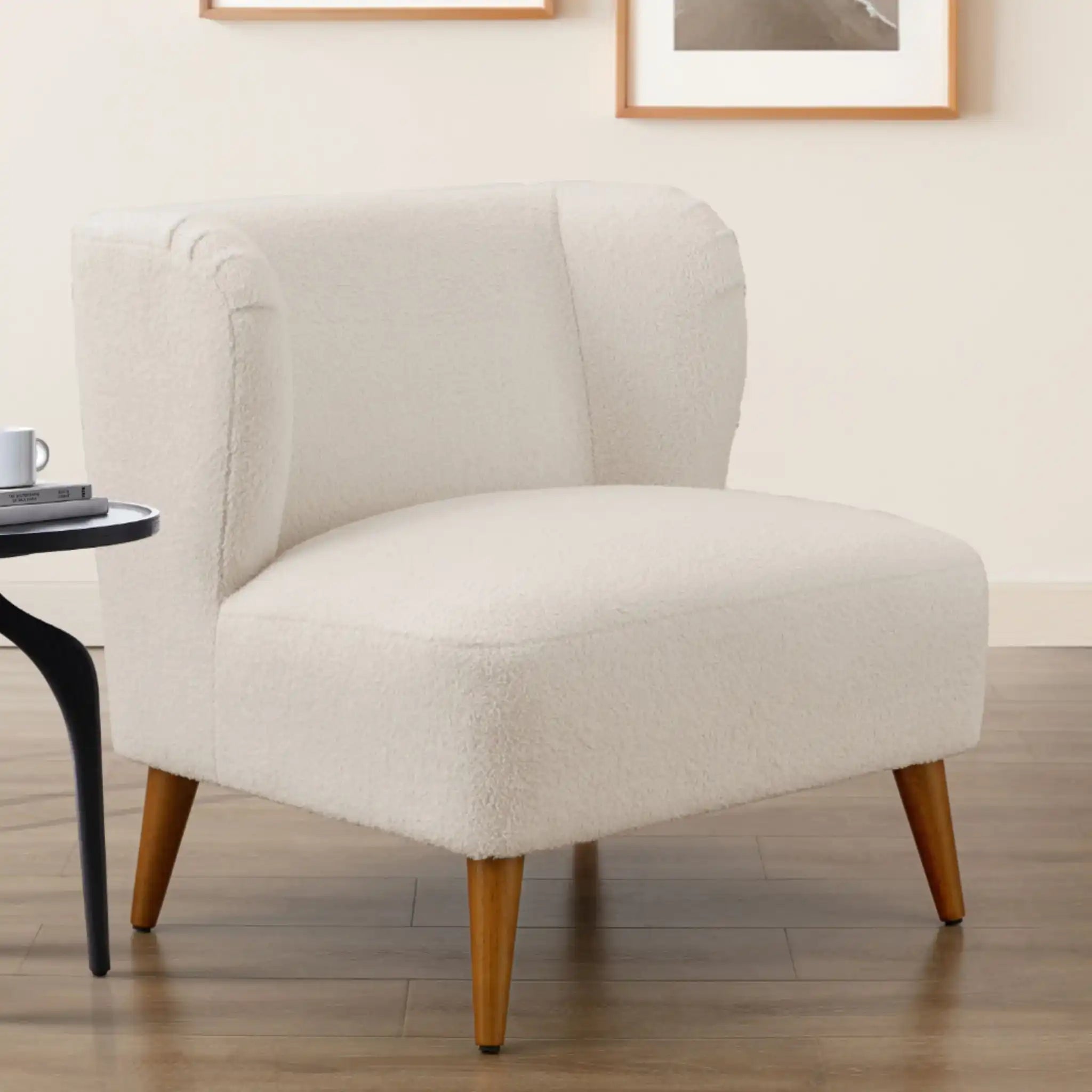 Veda - Accent Chair With Wrap Around Back Boucle - White - Best Buy Furniture