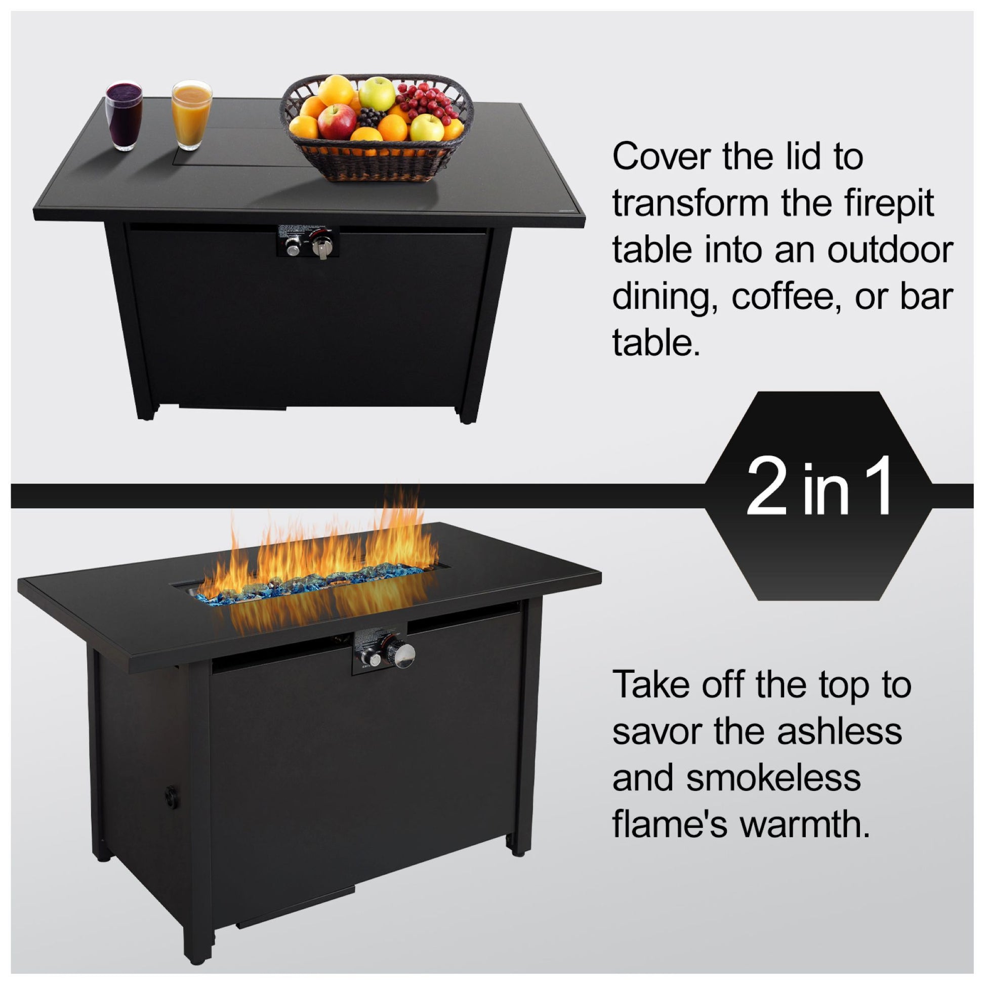 Outdoor Fire Pit Table With Lid Modern Design - Black - Best Buy Furniture