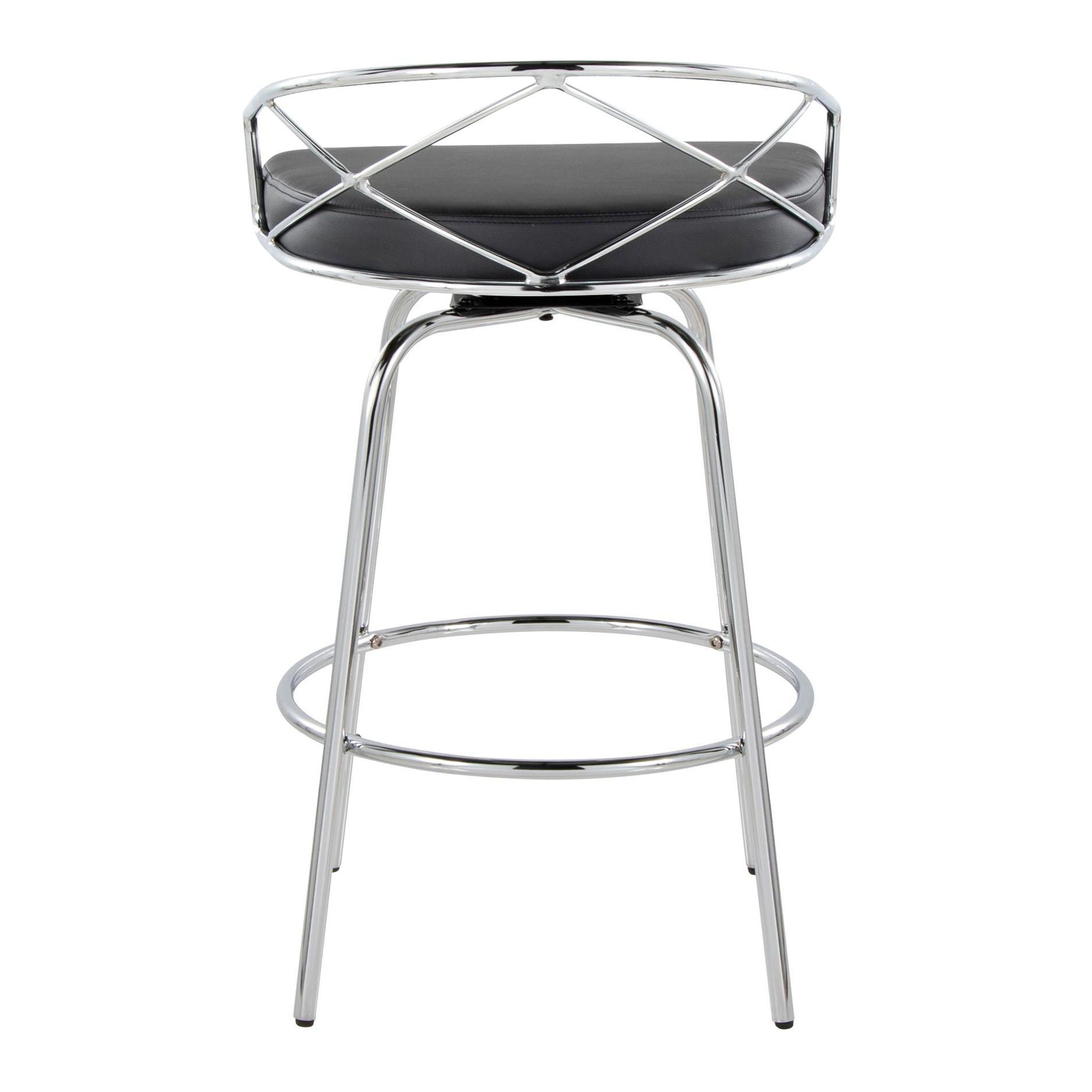 Charlotte - Glam Glam / Art Deco Fixed Height Counter Stool With Swivel With Round Footrest (Set of 2)