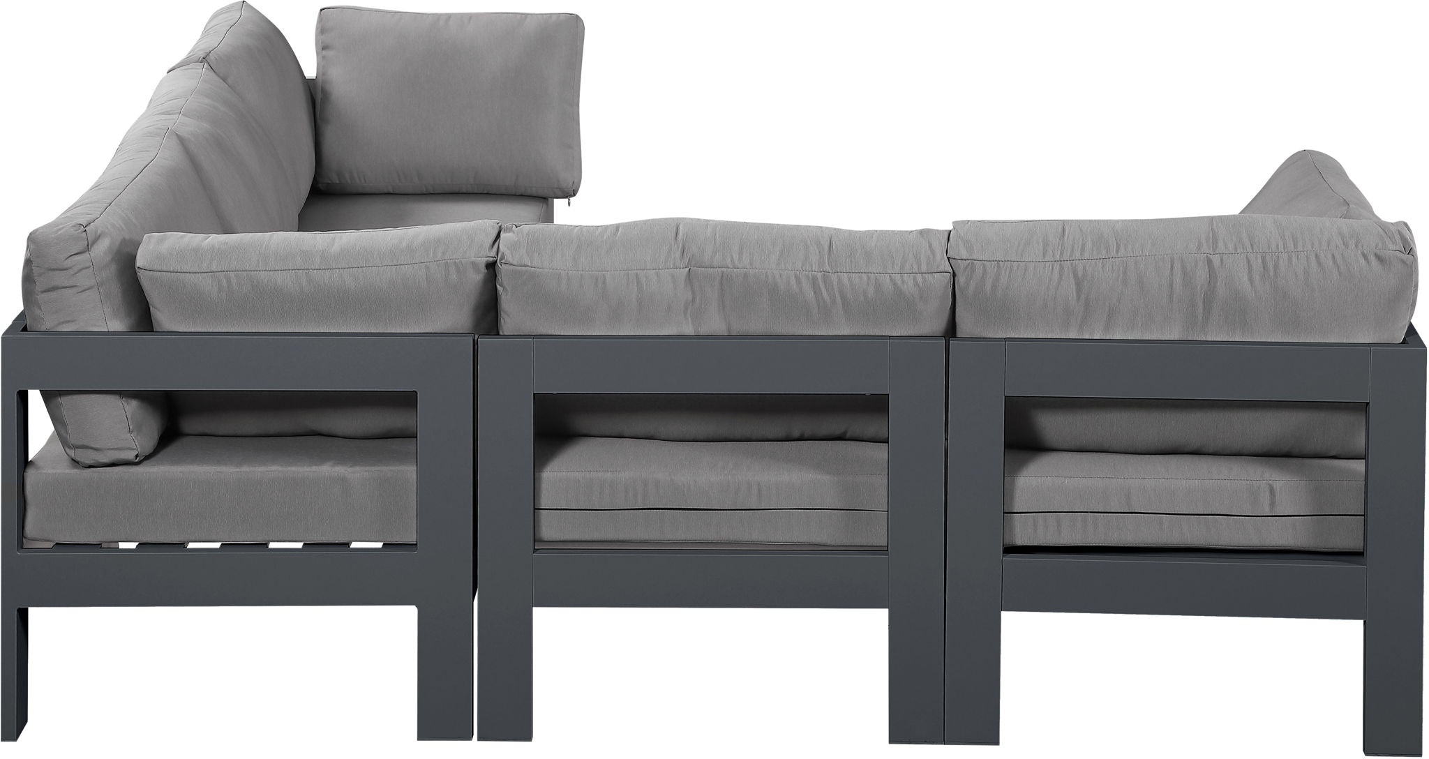 Nizuc - Outdoor Patio 5 Piece Modular Sectional With Gray Frame