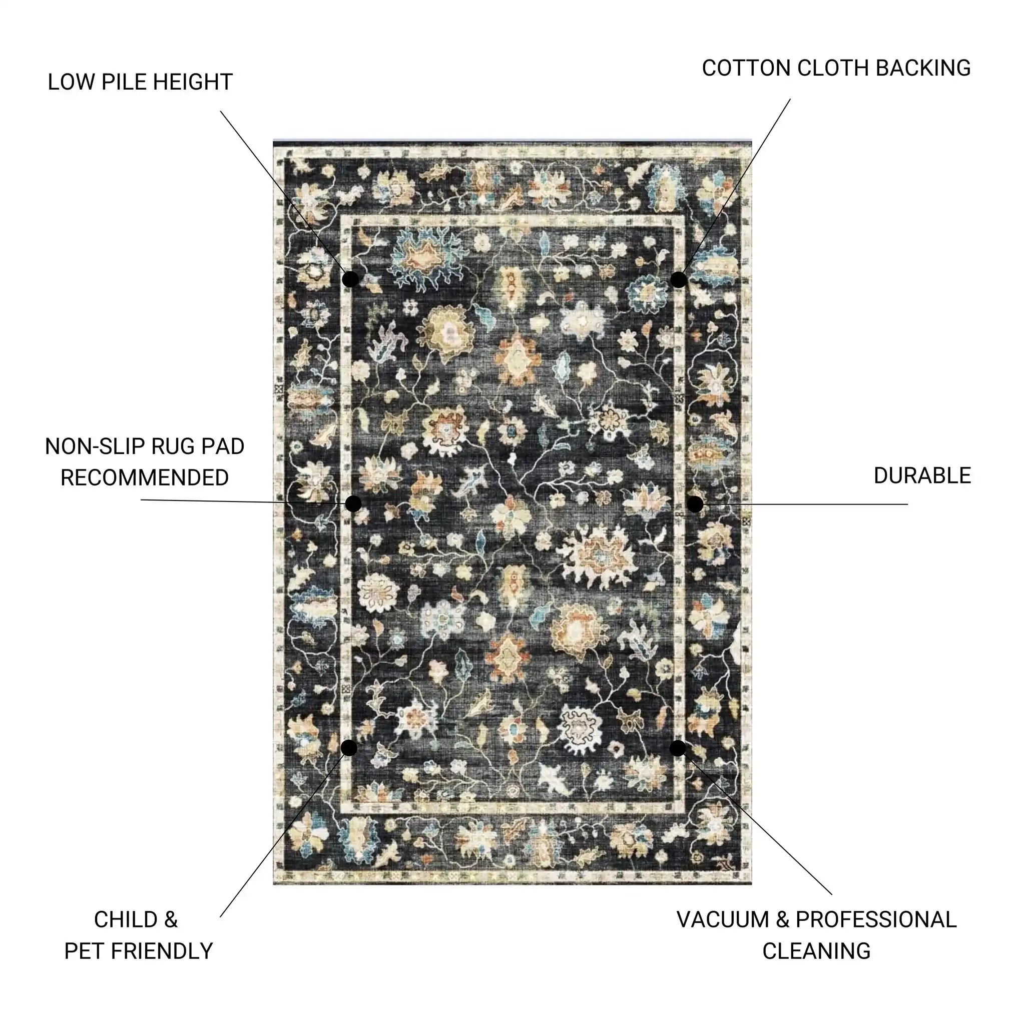 Fenix - Runner Rug - Black / Gray