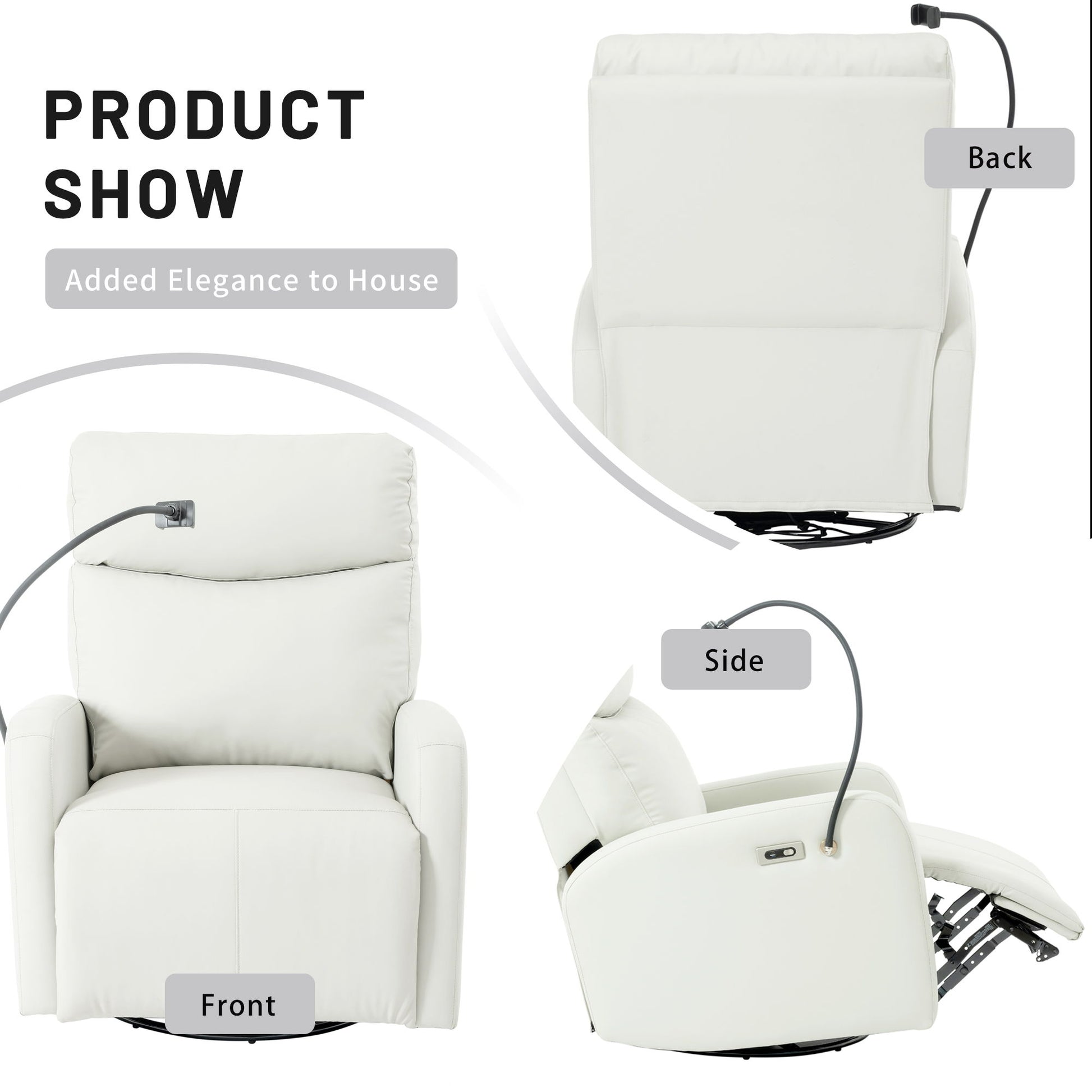 31.5" 270 Power Swivel Rocker Recliner Chair, Electric Glider Reclining Sofa With USB Ports, Power Swivel Glider, Rocking Chair Nursery Recliners For Living Room Bedroom - Light Gray - Best Buy Furniture