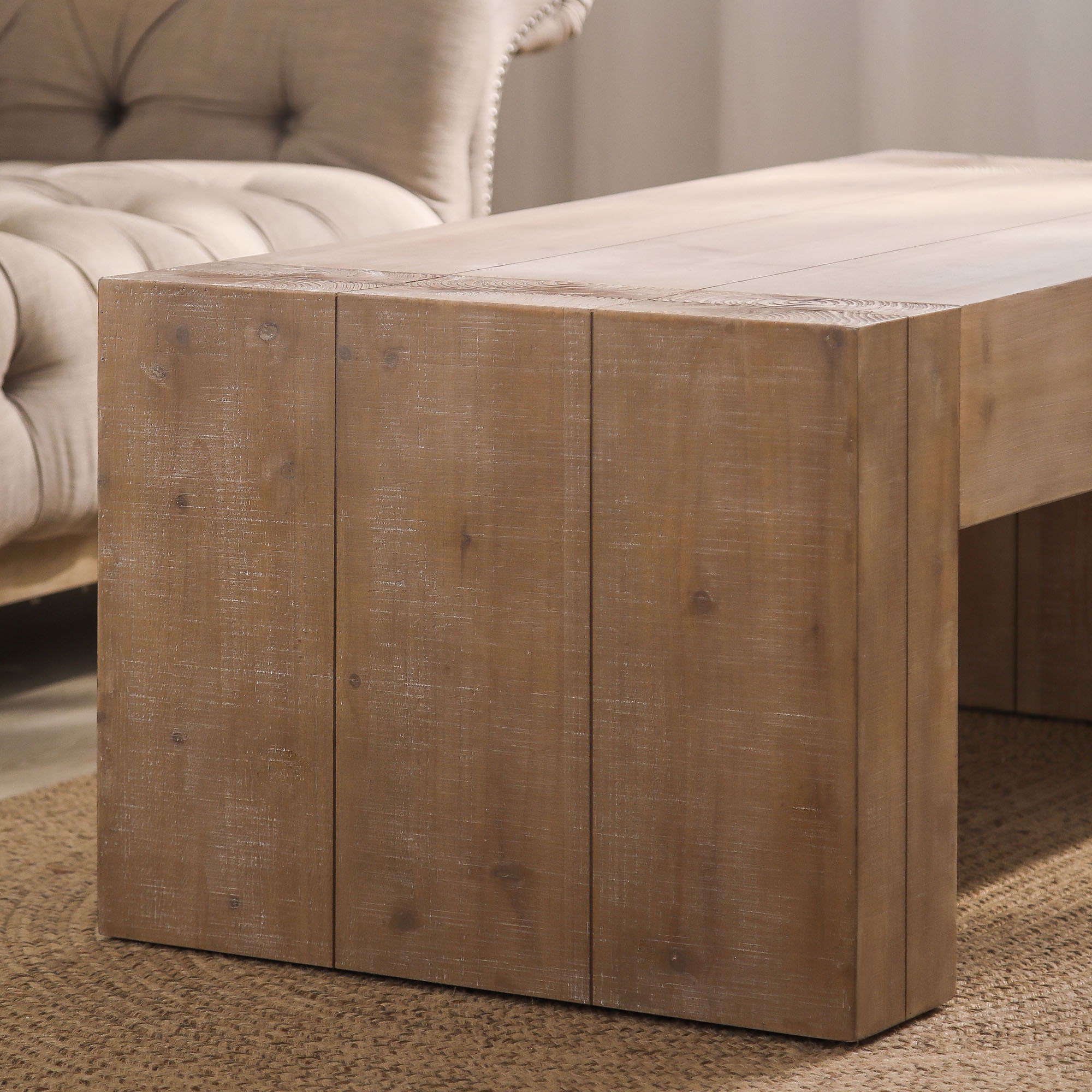 Rustic Wood Coffee Table Modern Farmhouse Rectangular Table For Living Room - Natural / Natural Multi / Natural Wood / Natural / Rustic