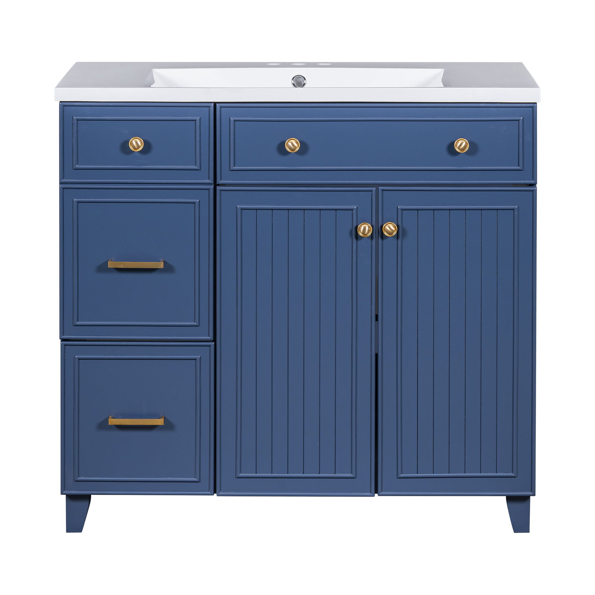36" Bathroom Vanity With Sink, Soft Close Doors, Adjustable Shelves - Blue