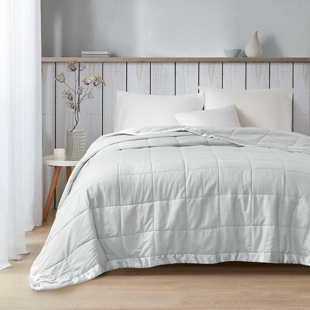 Oversized Down Alternative Blanket with Satin Trim