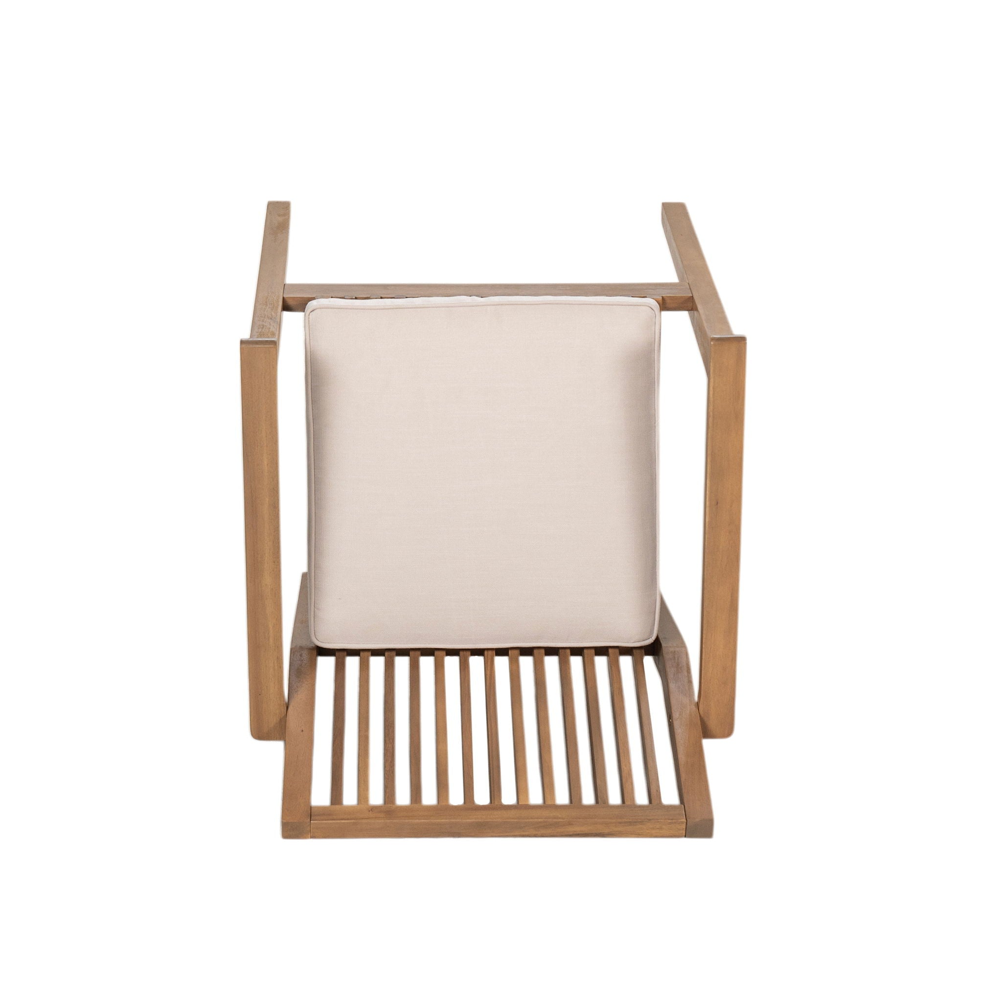 5 Piece Patio Furniture Set Acacia Wood Table And 4 Heavy Duty Cushioned Chairs