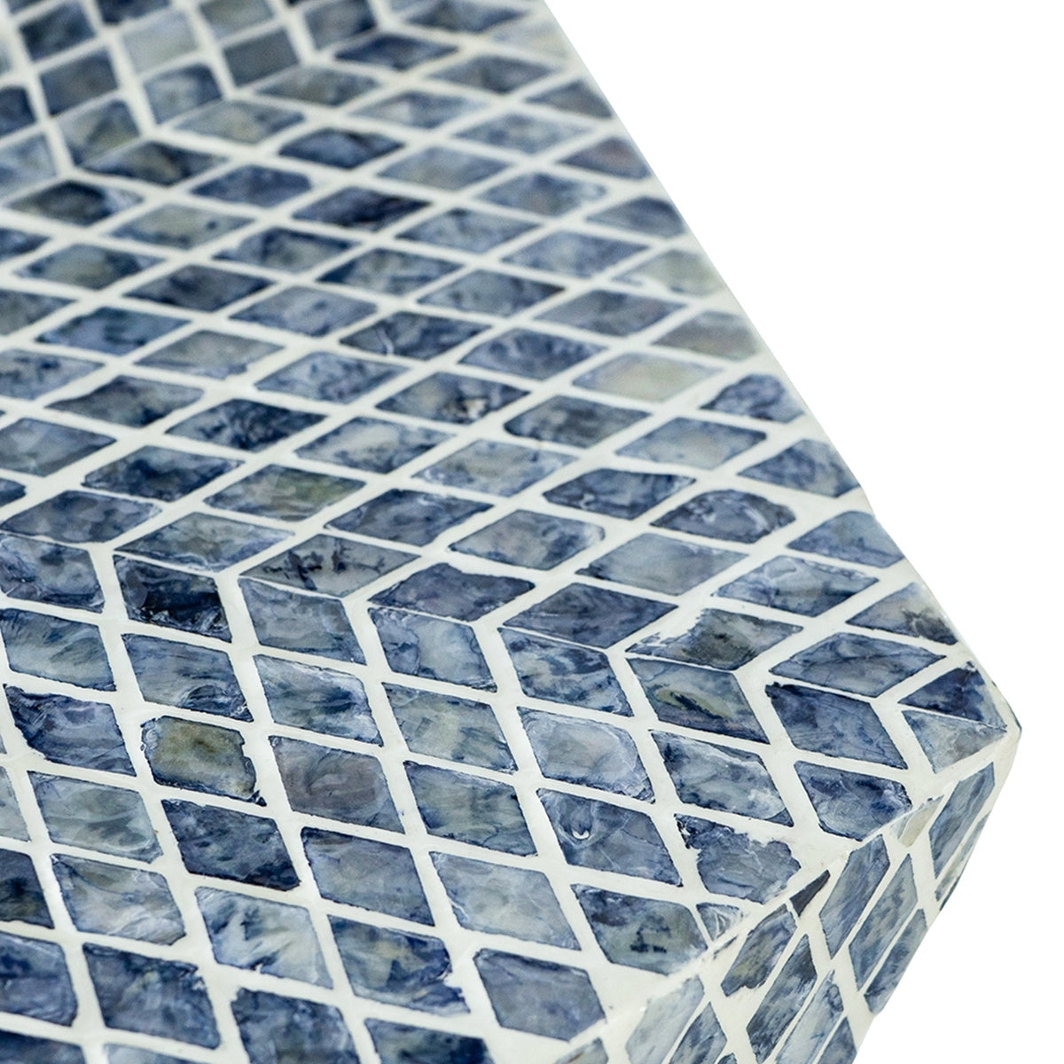 19x19x20" Tapered Blue Garden Capiz Stool, Accent Side Table