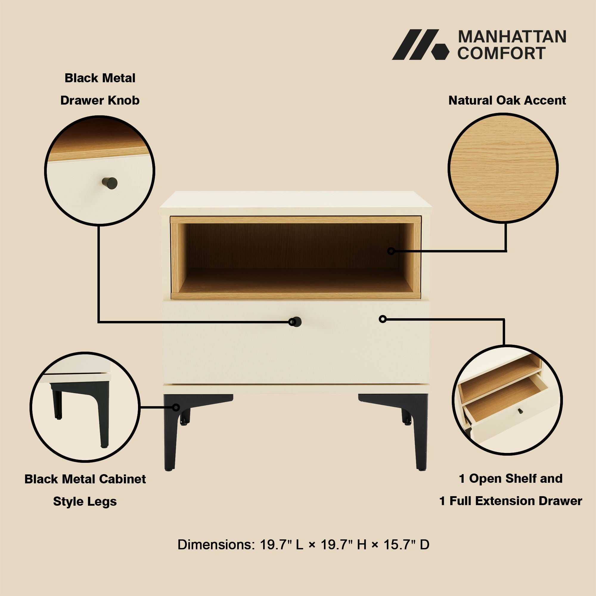 Amara - Nightstand With 1 Drawer