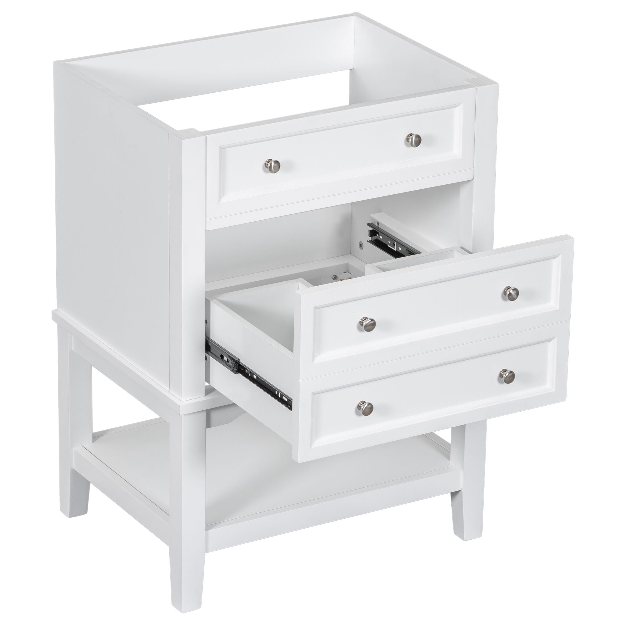 24" Bathroom Vanity Without Sink, Base Only, Storage Cabinet With Drawer And Open Shelf - White