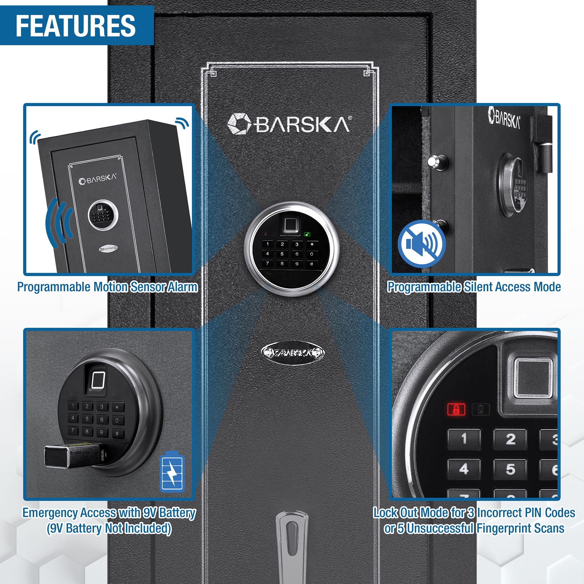 5.51 Cubic Ft Biometric Keypad Riflesafe - Black