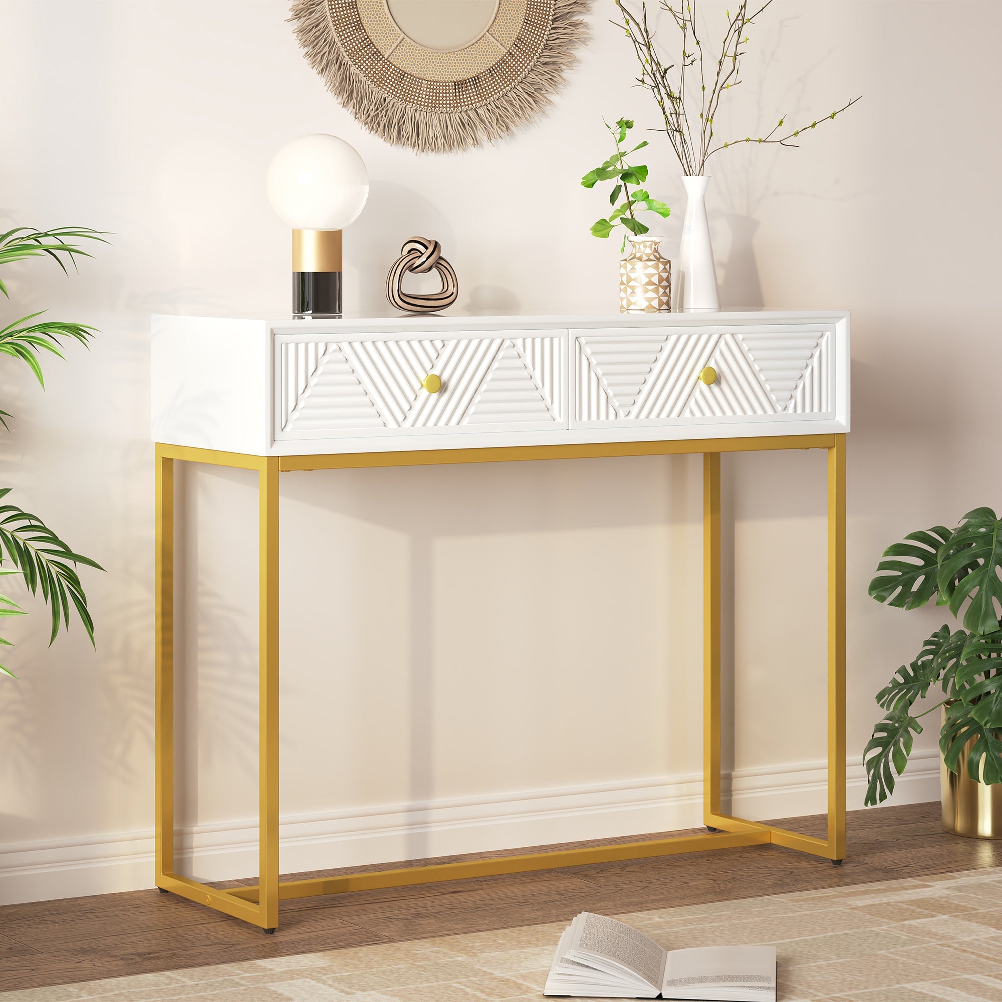 Console Table Entryway Table,  White