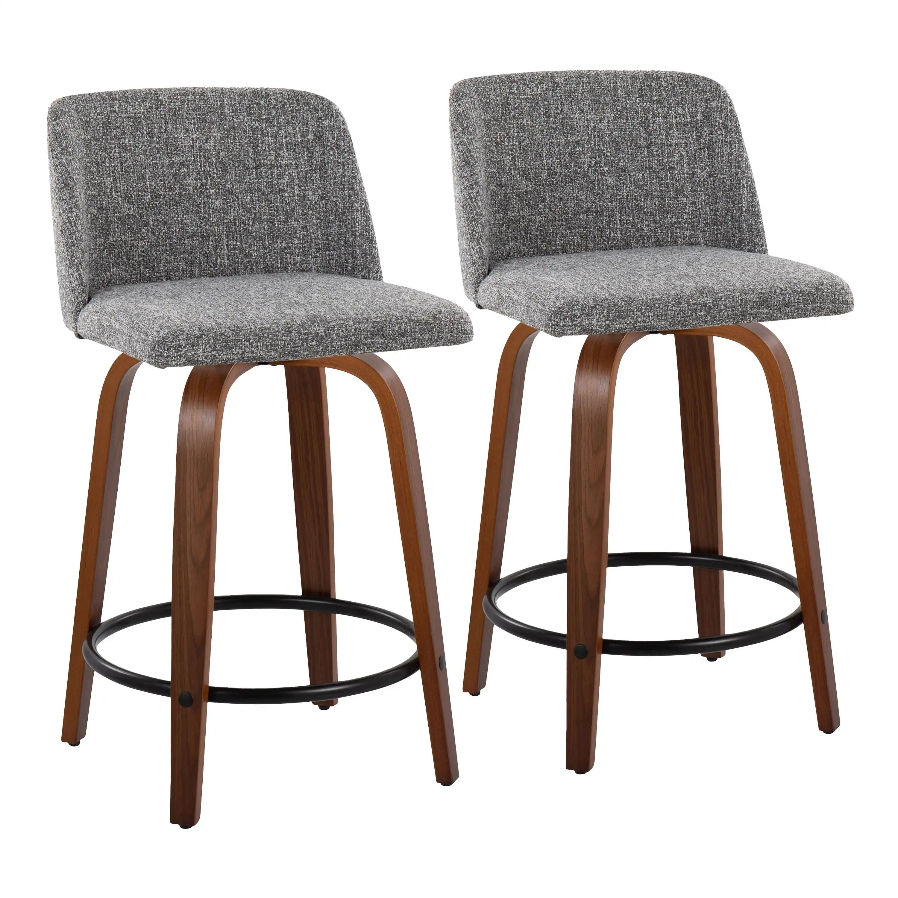 Toriano - Mid Century Modern, Fixed Height Counter Stool & Swivel And Round Footrest (Set of 2) - Best Buy Furniture