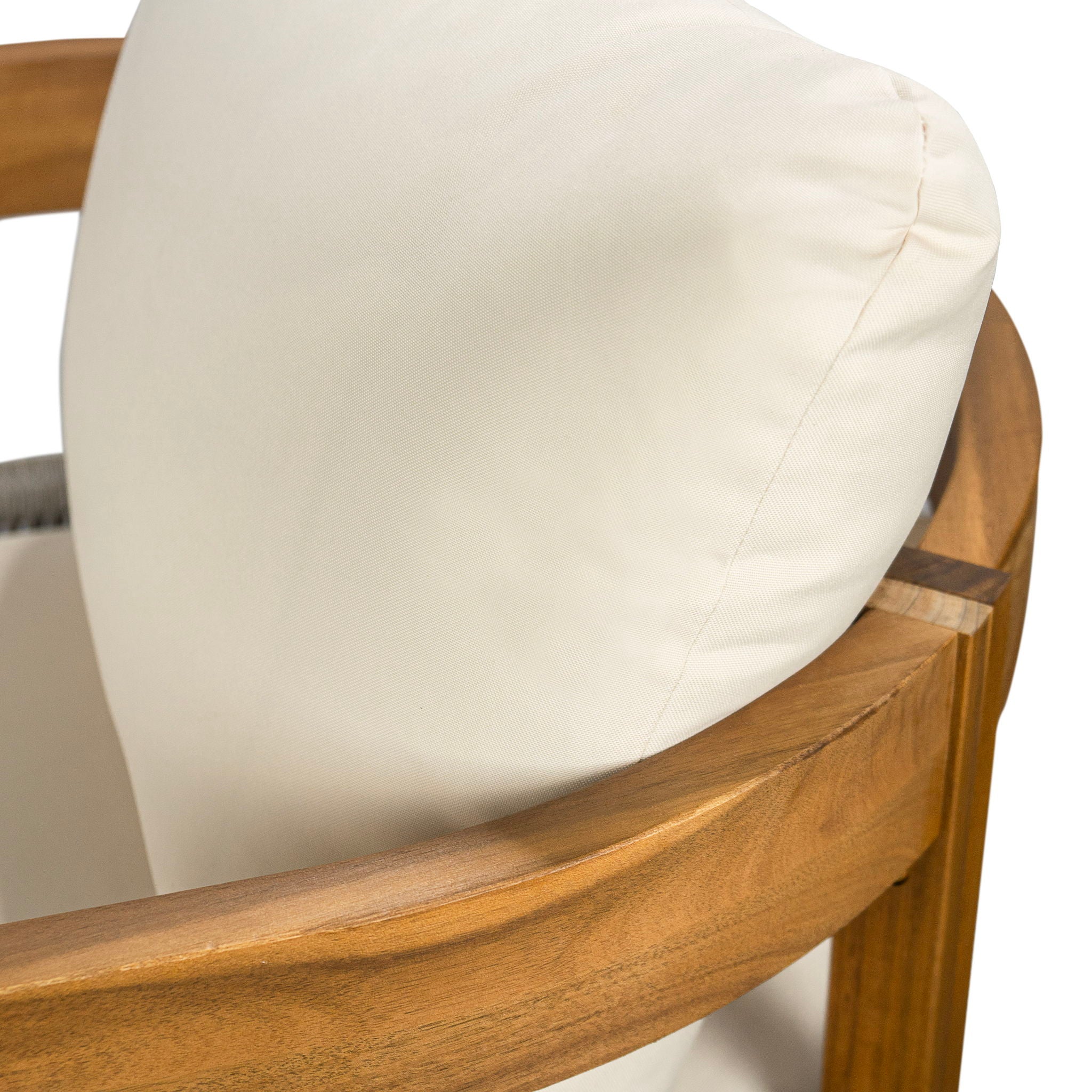 Porto - Outdoor 4 Piece Chat Set, Comfortable Seating, Acacia Wood And Rope, Compact Dimensions - Teak / Beige